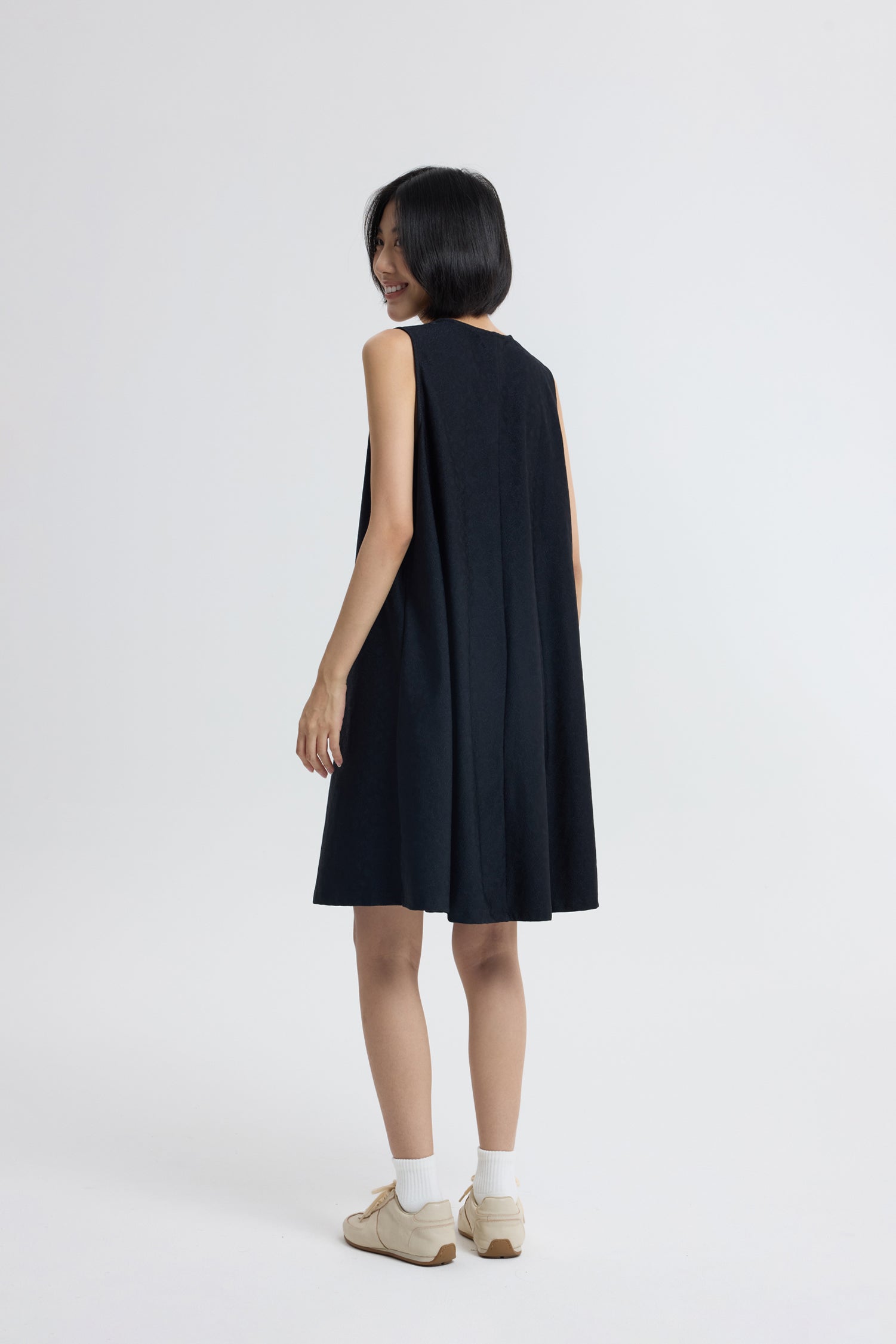 Floral Embossed Dress - Black