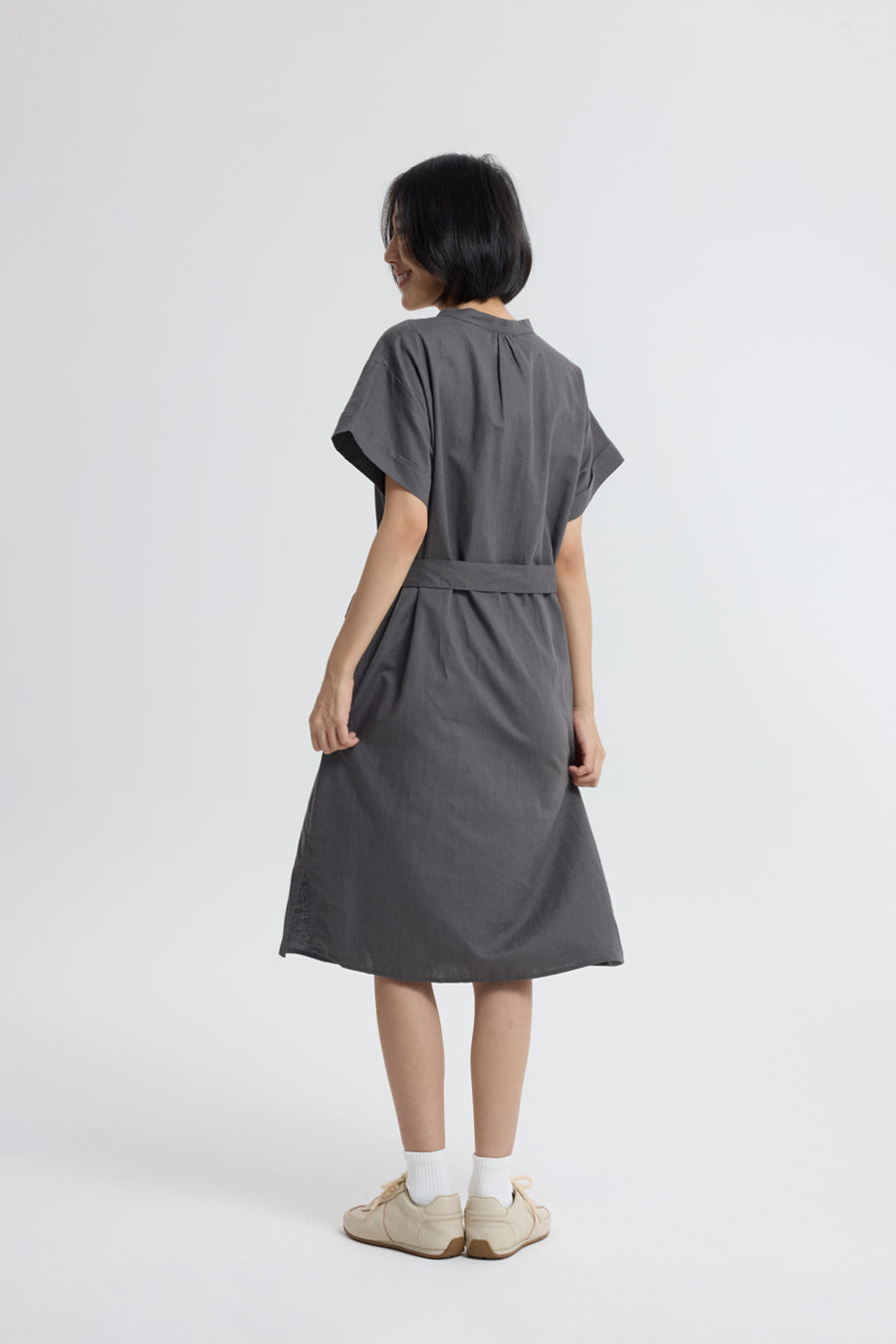 Mandarin Collar Dress - Charcoal