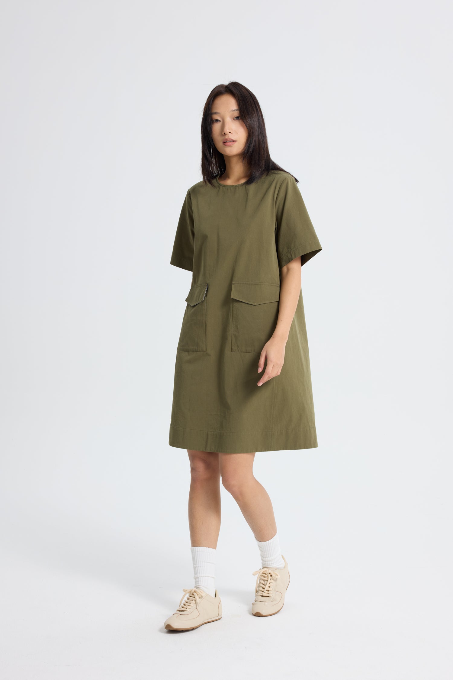 Flap Pocket Utility Dress - Army Green