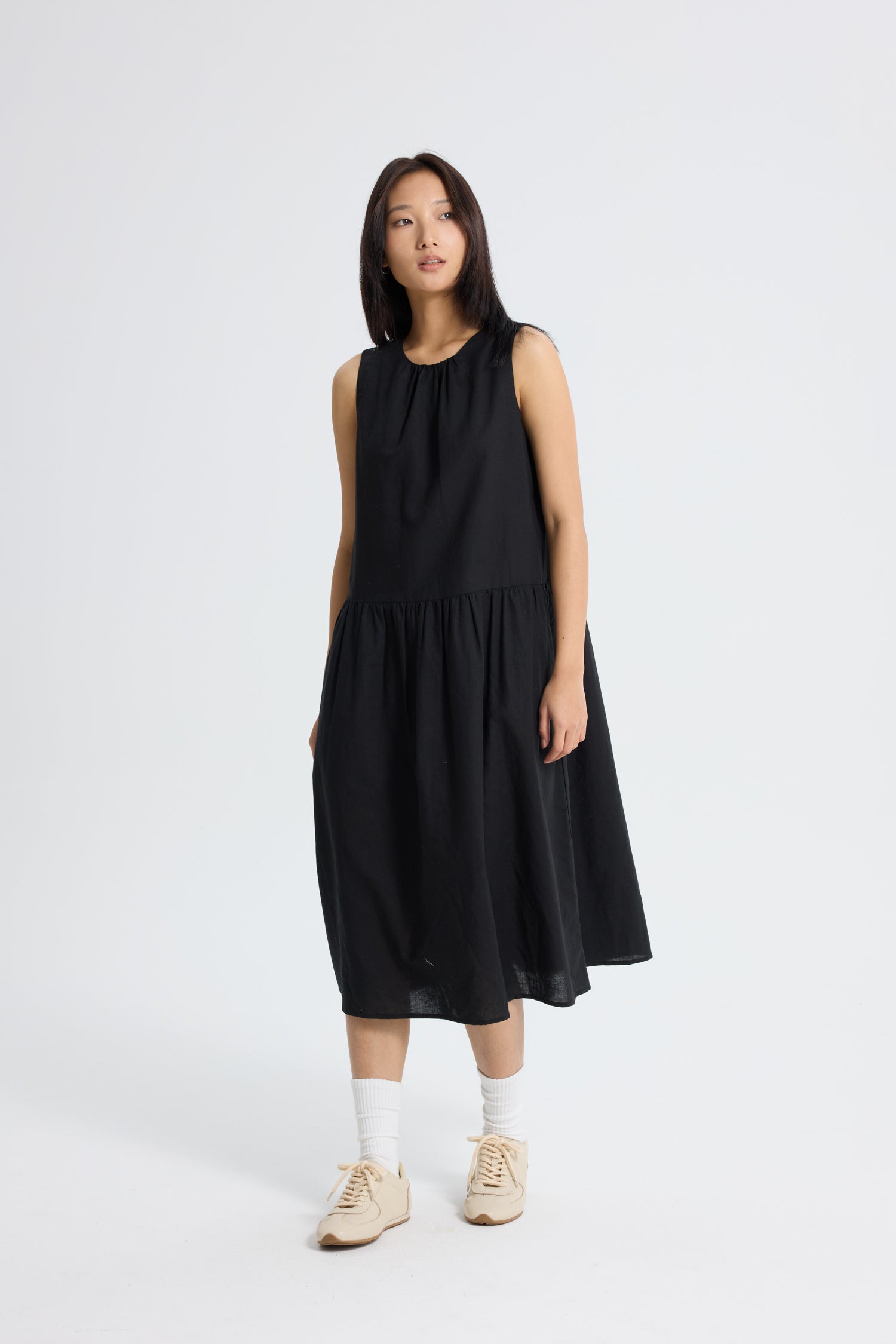 Gathered Dress - Black