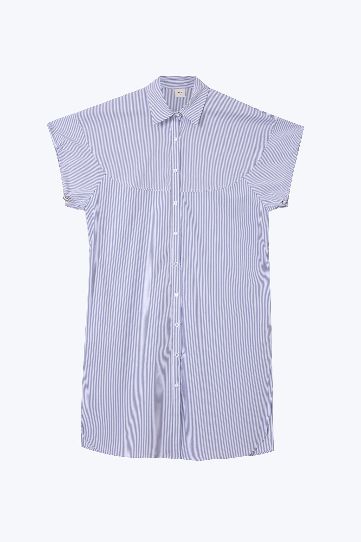 Striped Drawcord Sleeve Dress - Stripes Blue