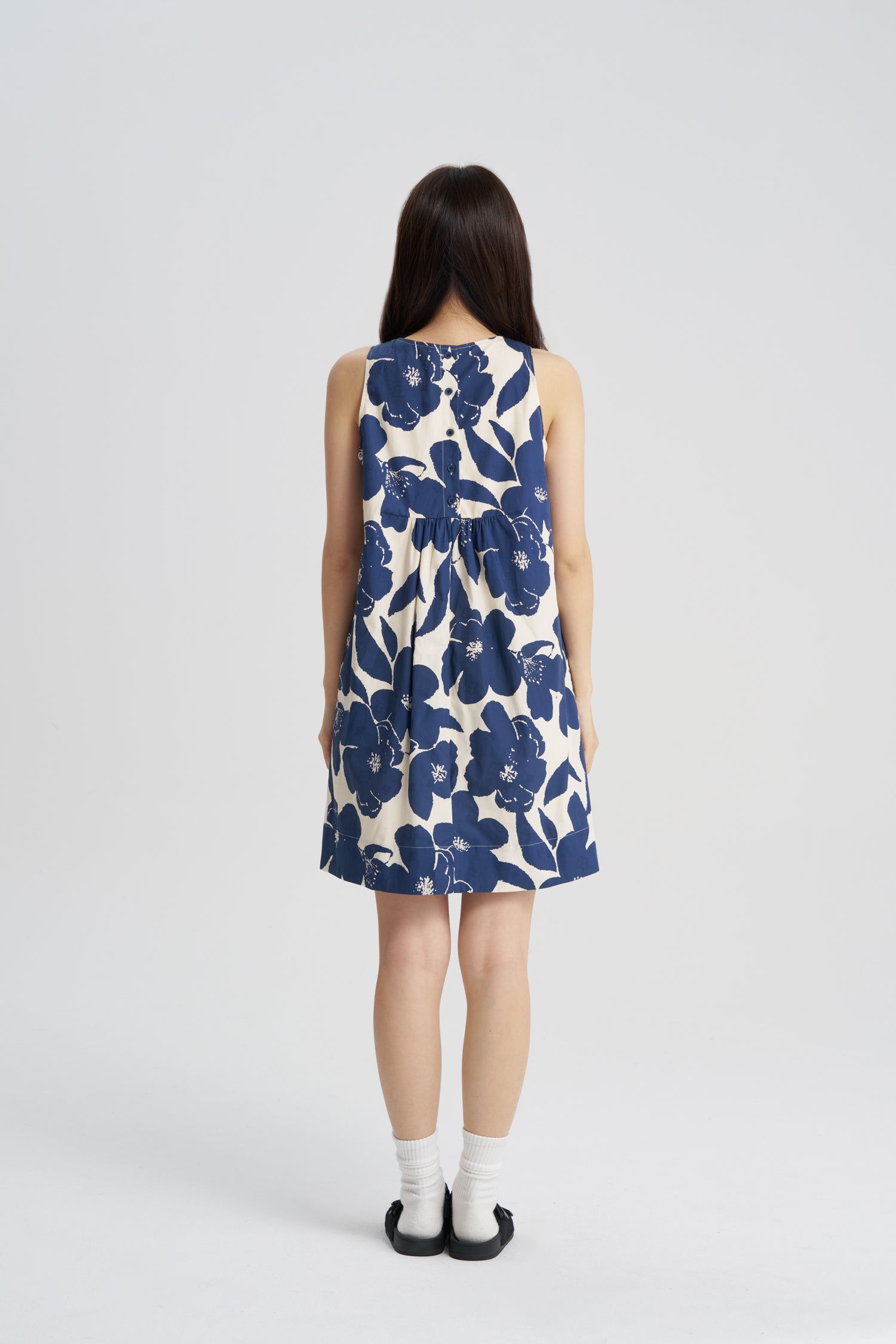 Floral Sleeveless Dress - Floral Blue