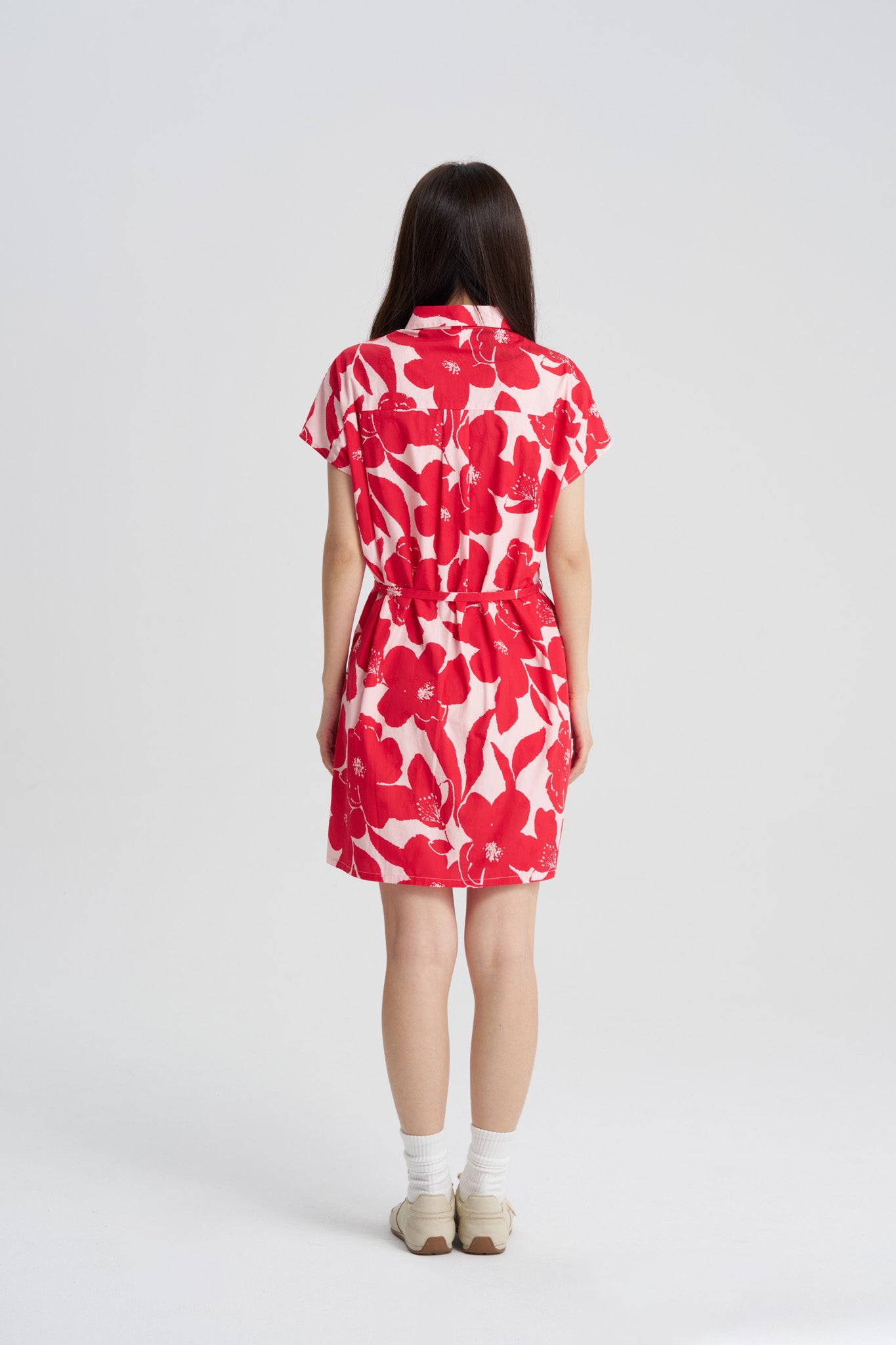 Floral Button Front Dress - Floral Red