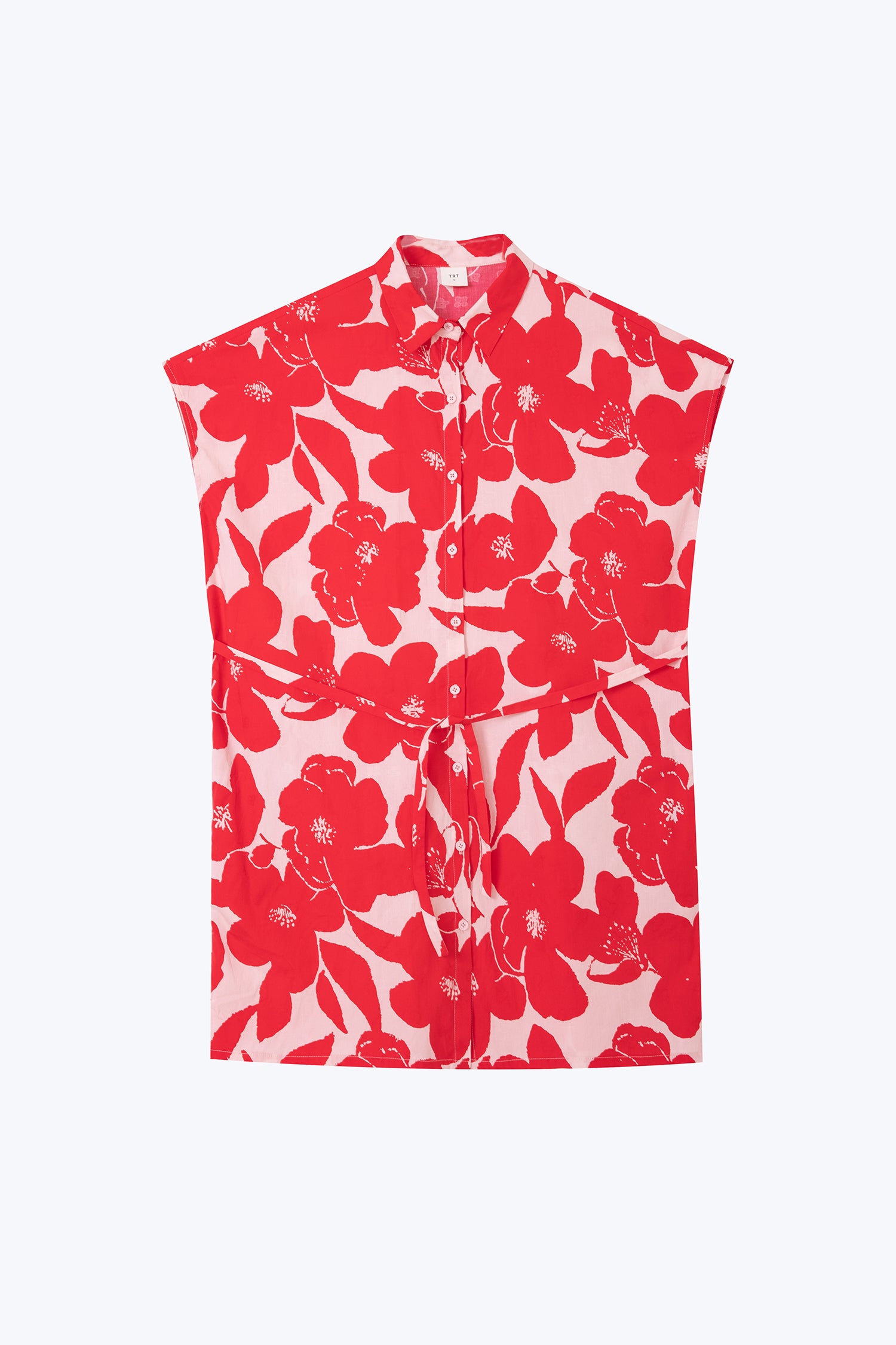 Floral Button Front Dress - Floral Red