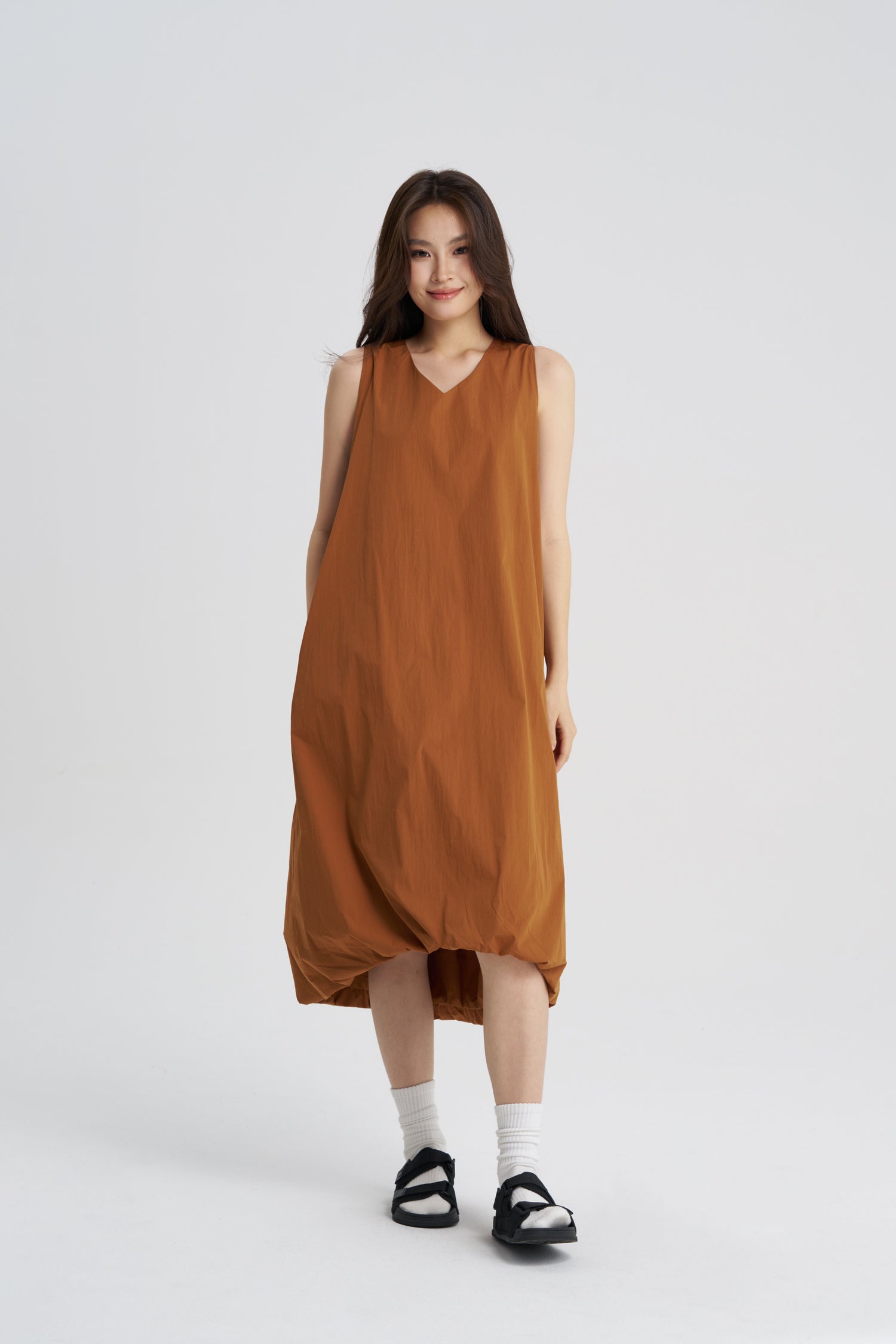 V-Neck Cloud Dress - Cinnamon