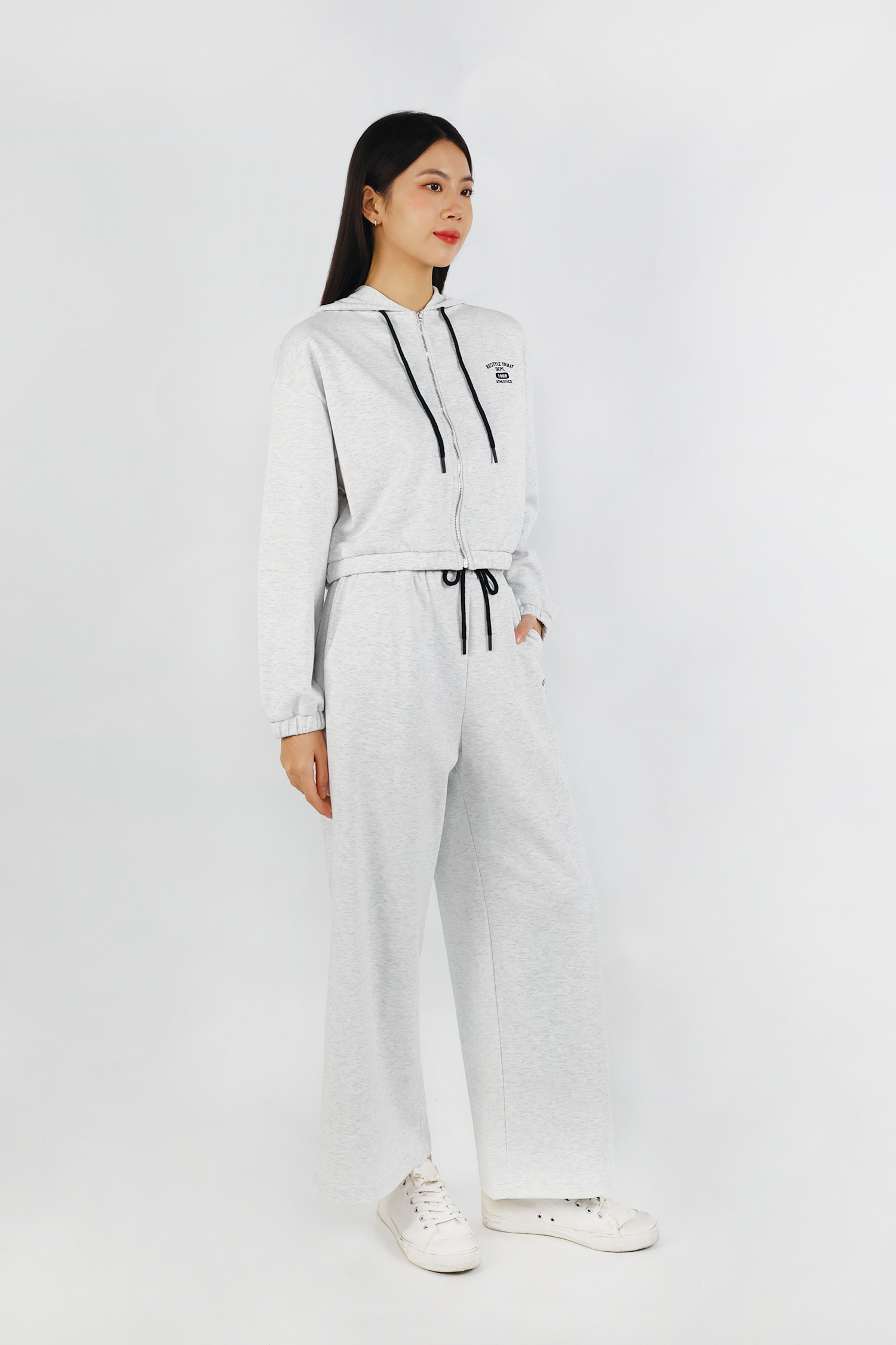 Pull-up Sweat Pants - Light Grey
