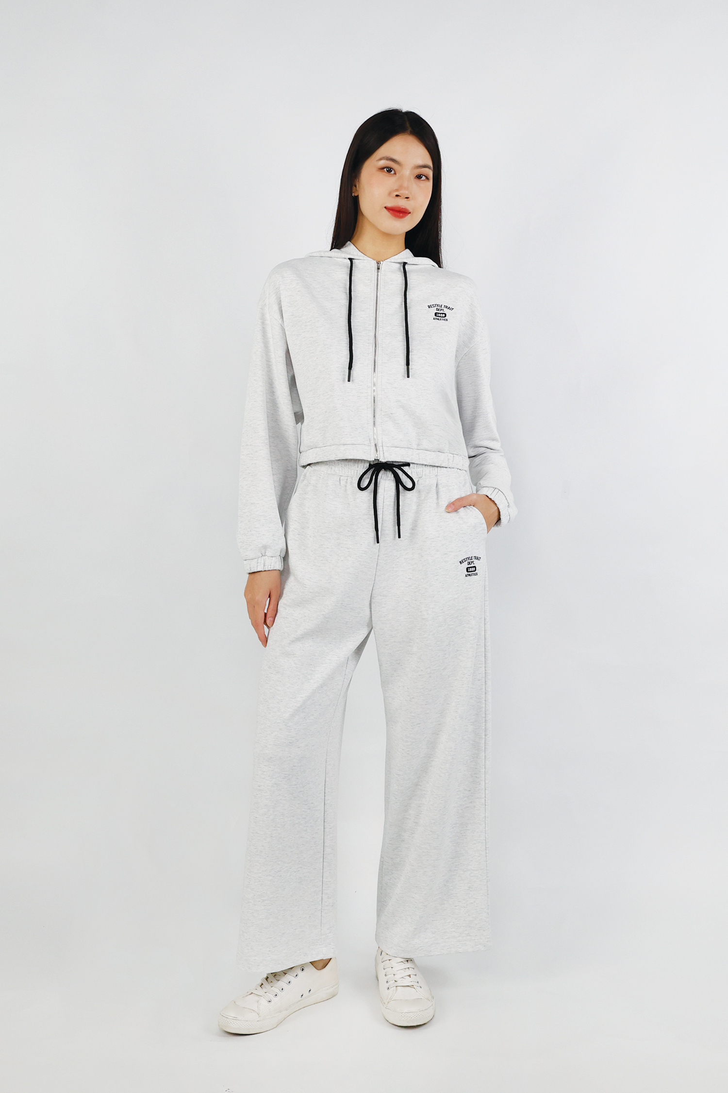 Pull-up Sweat Pants - Light Grey