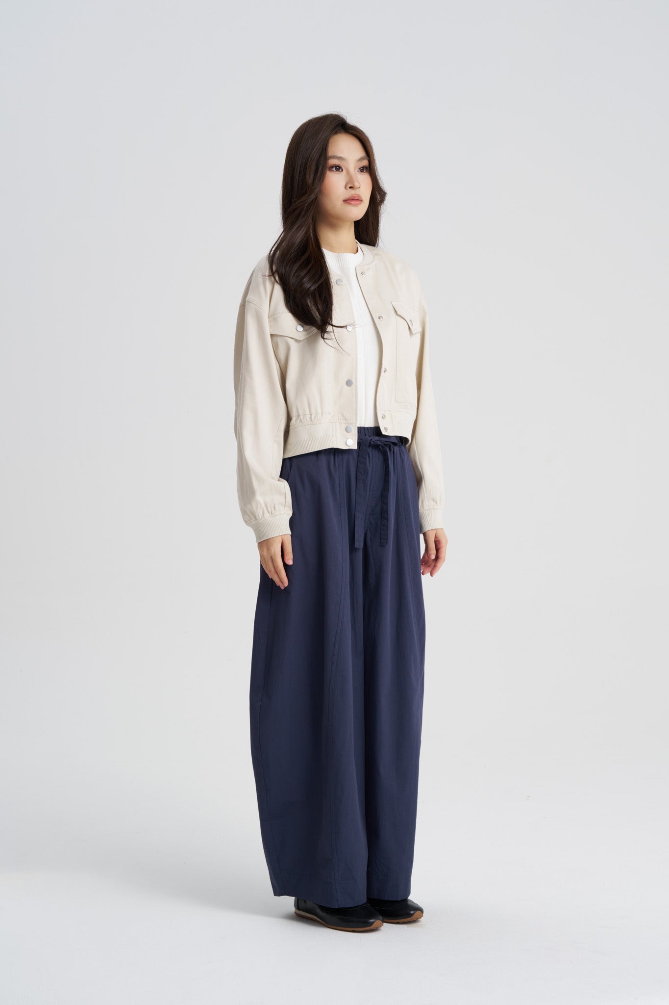 Cropped Cargo Jacket - Ecru