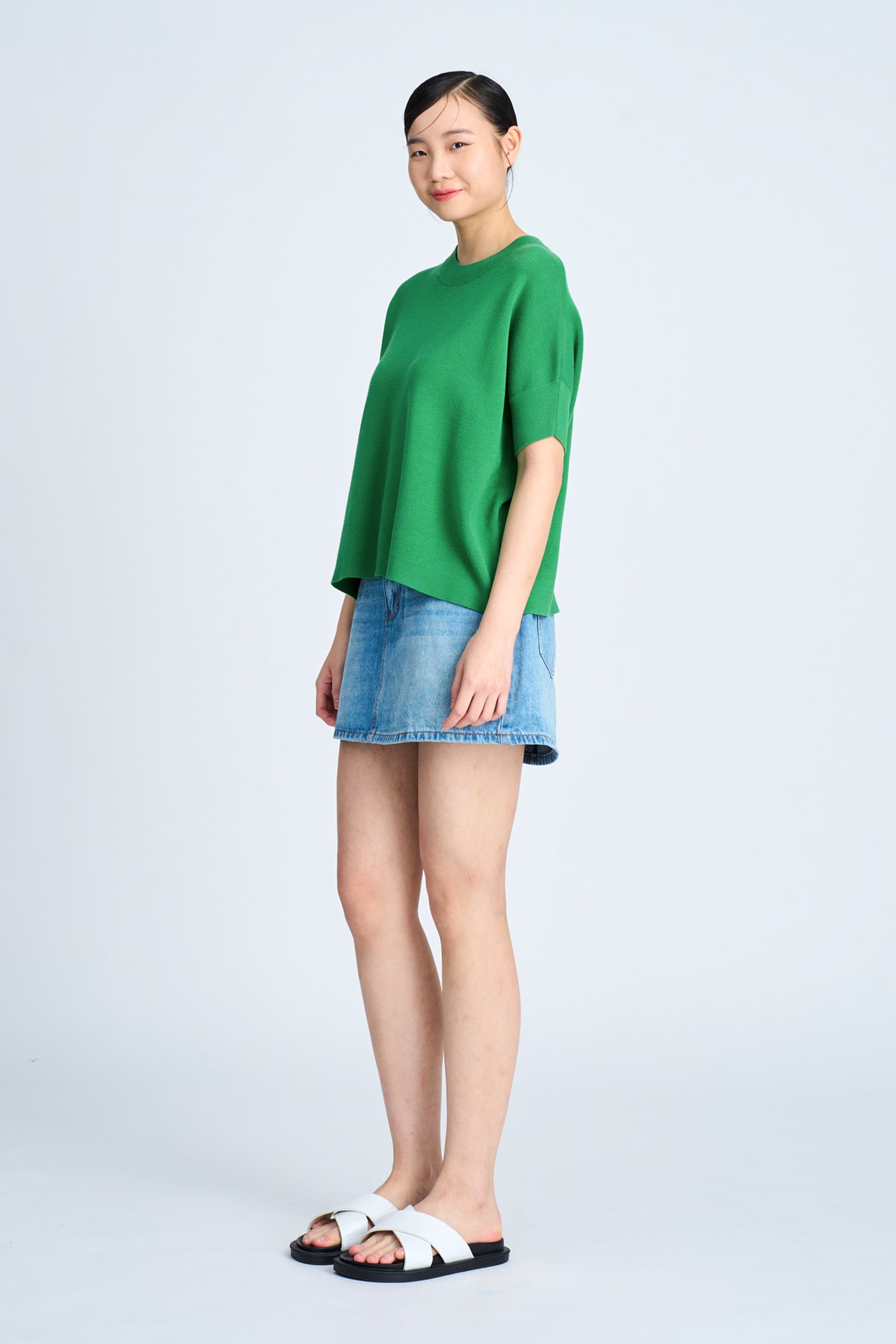 Wide Cut Knit Top - Clover Green [AT]