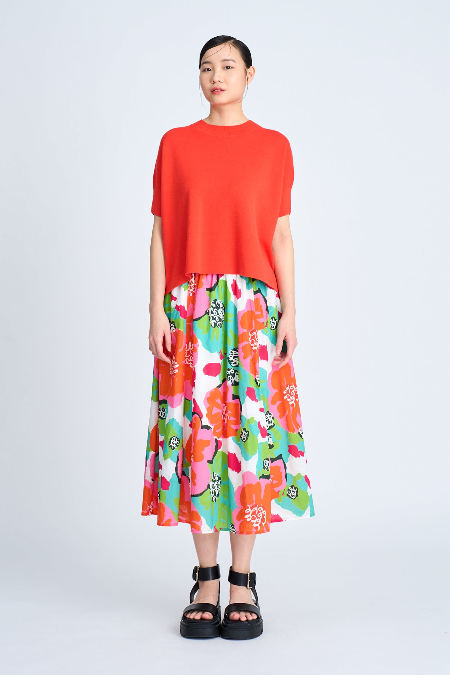Wide Cut Knit Top - Vermillion [AT]