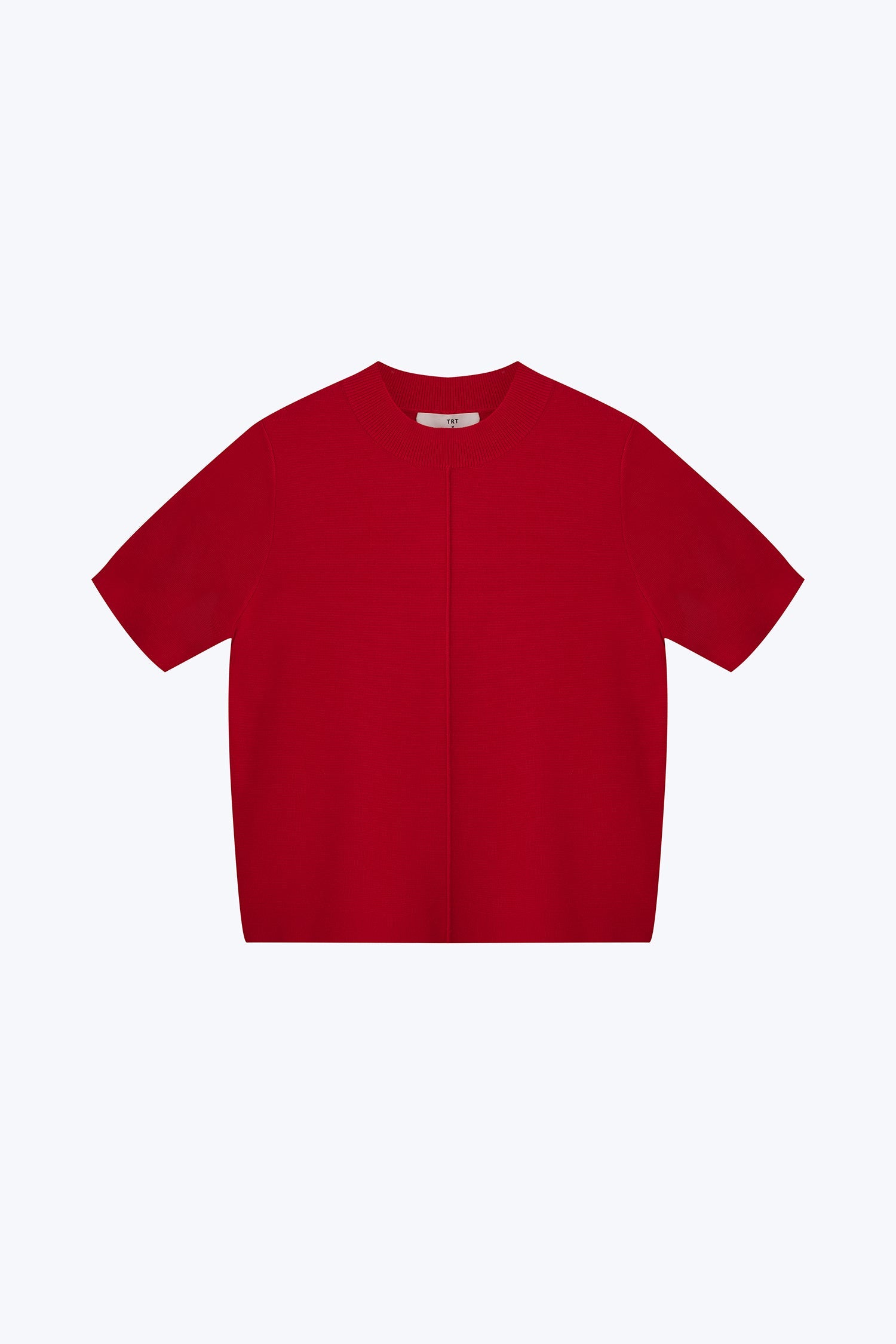 Knitted Ribbed Collar Top - Red