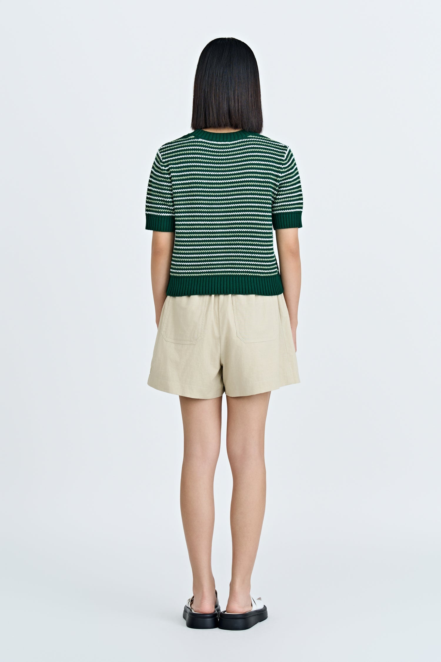 Knitted Multi-Colour Weave Top - Emerald