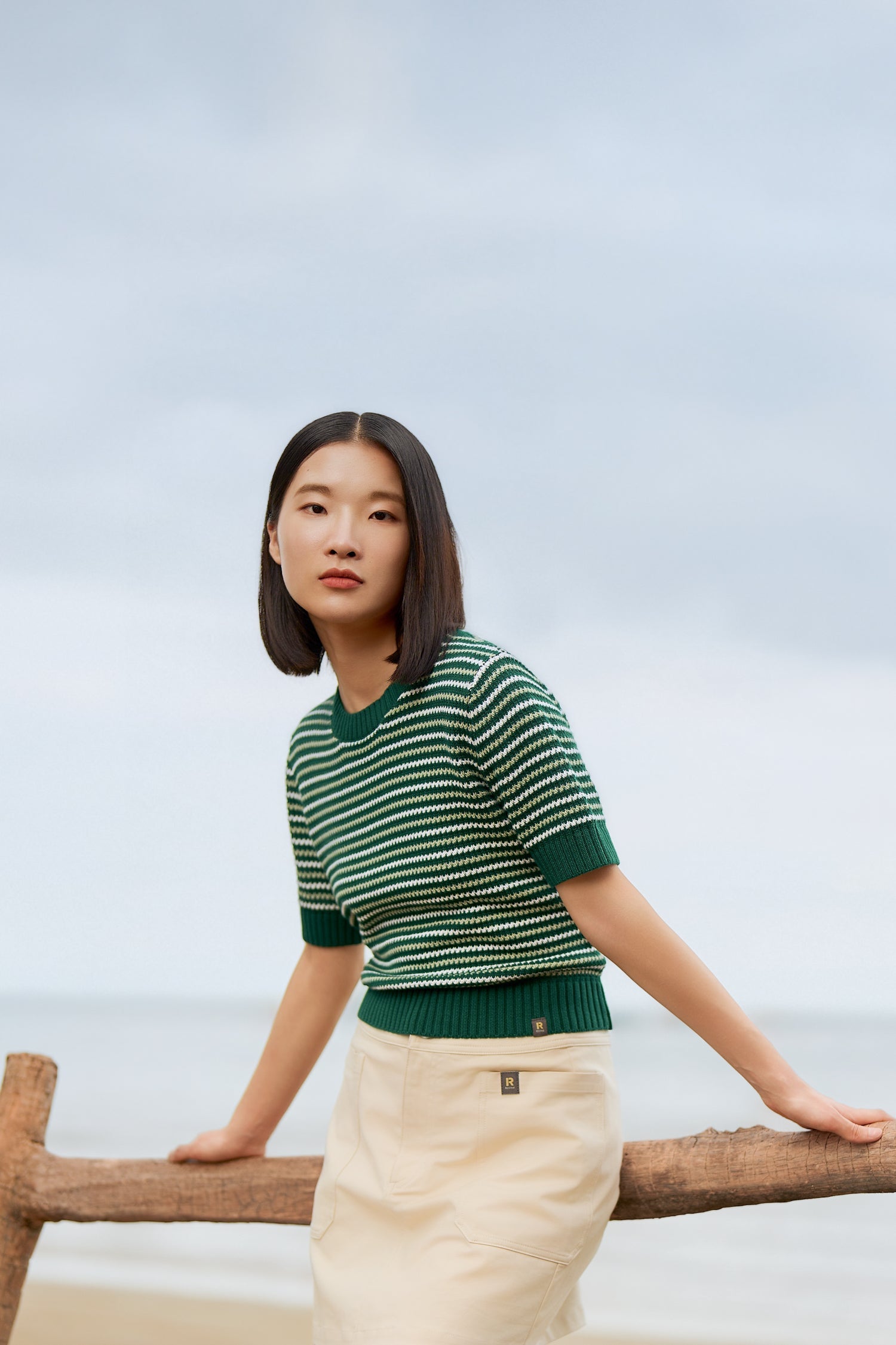 Knitted Multi-Colour Weave Top - Emerald