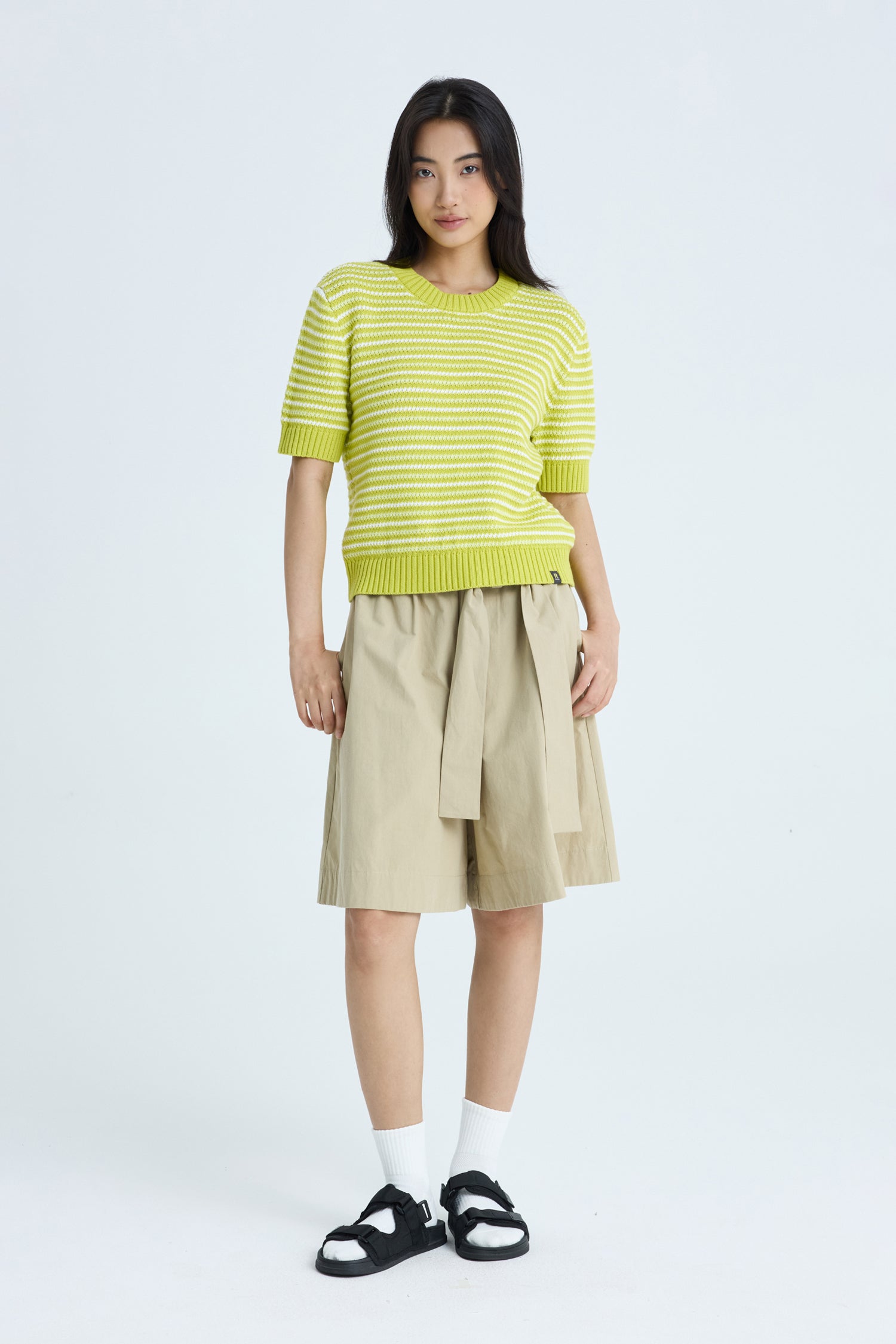 Knitted Multi-Colour Weave Top - Lime