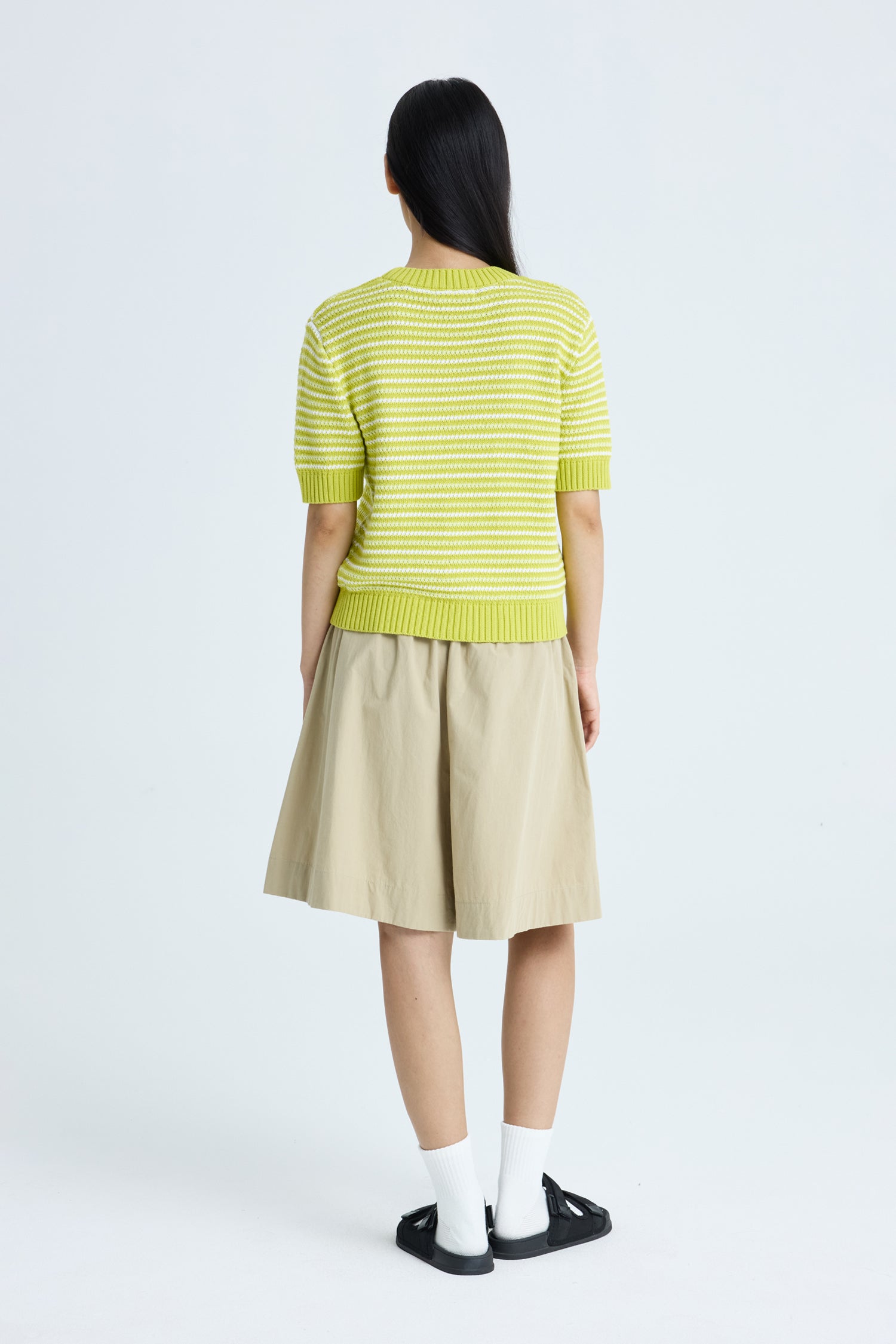Knitted Multi-Colour Weave Top - Lime