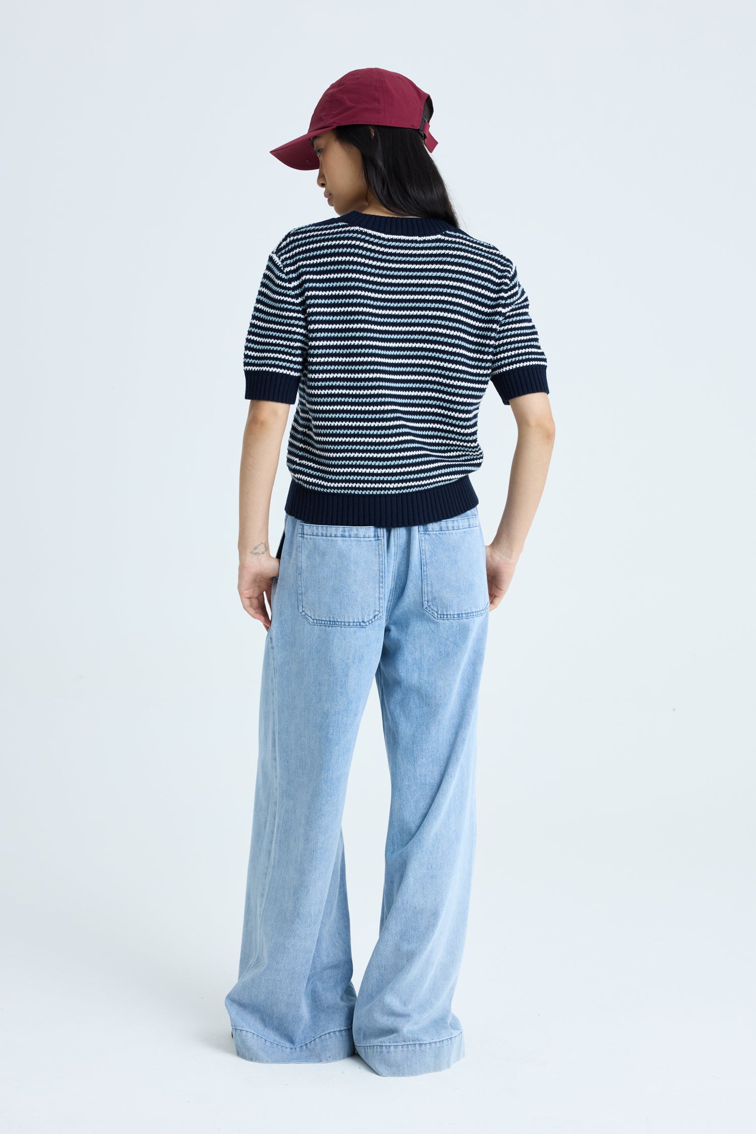 Knitted Multi-Colour Weave Top - Navy