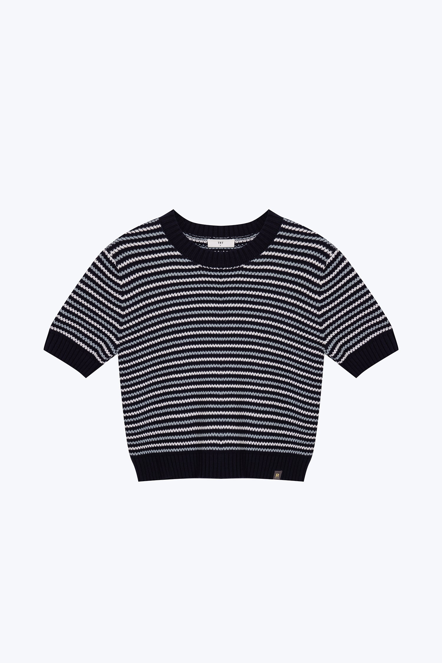 Knitted Multi-Colour Weave Top - Navy