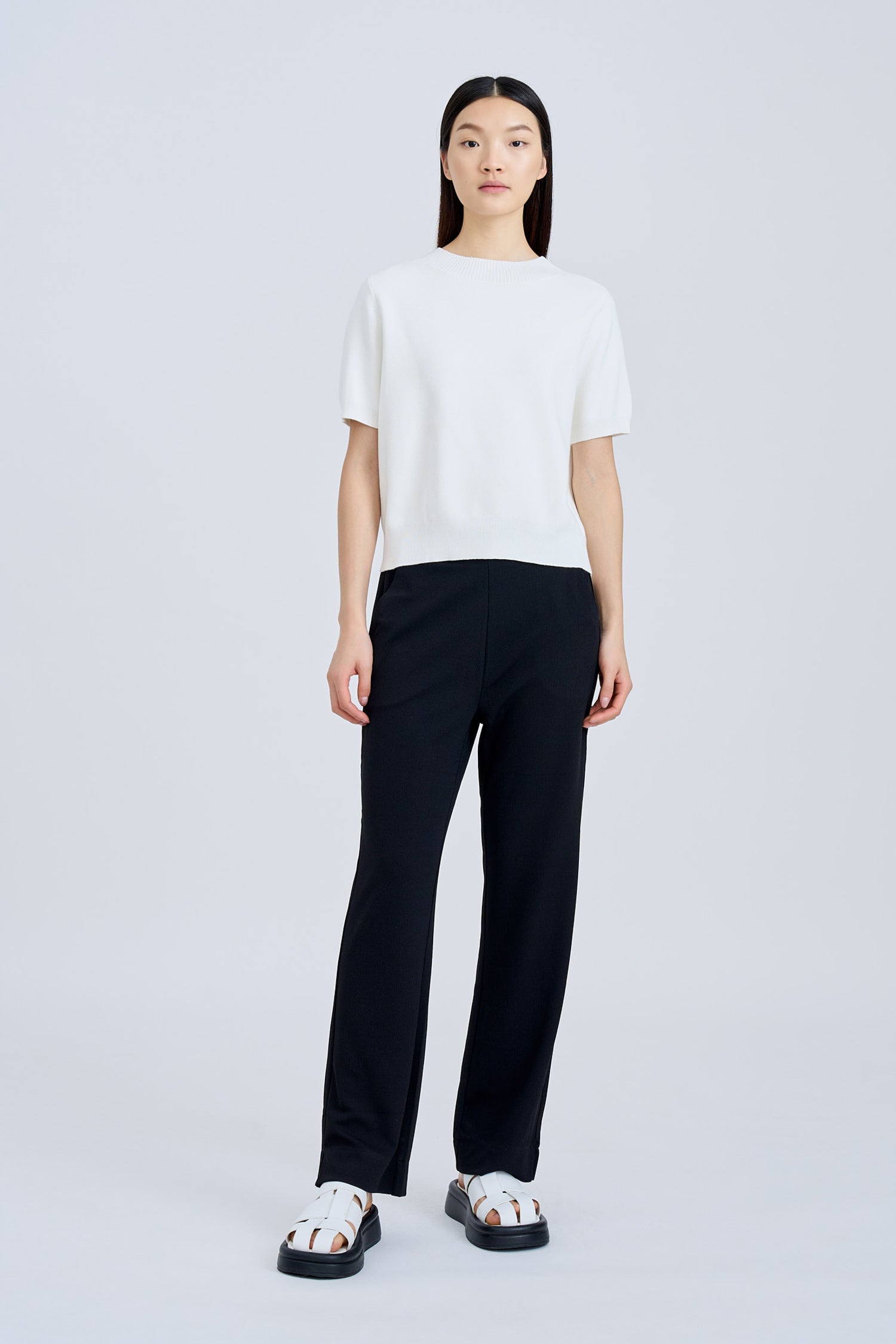 Knitted Ribbed Collar Top