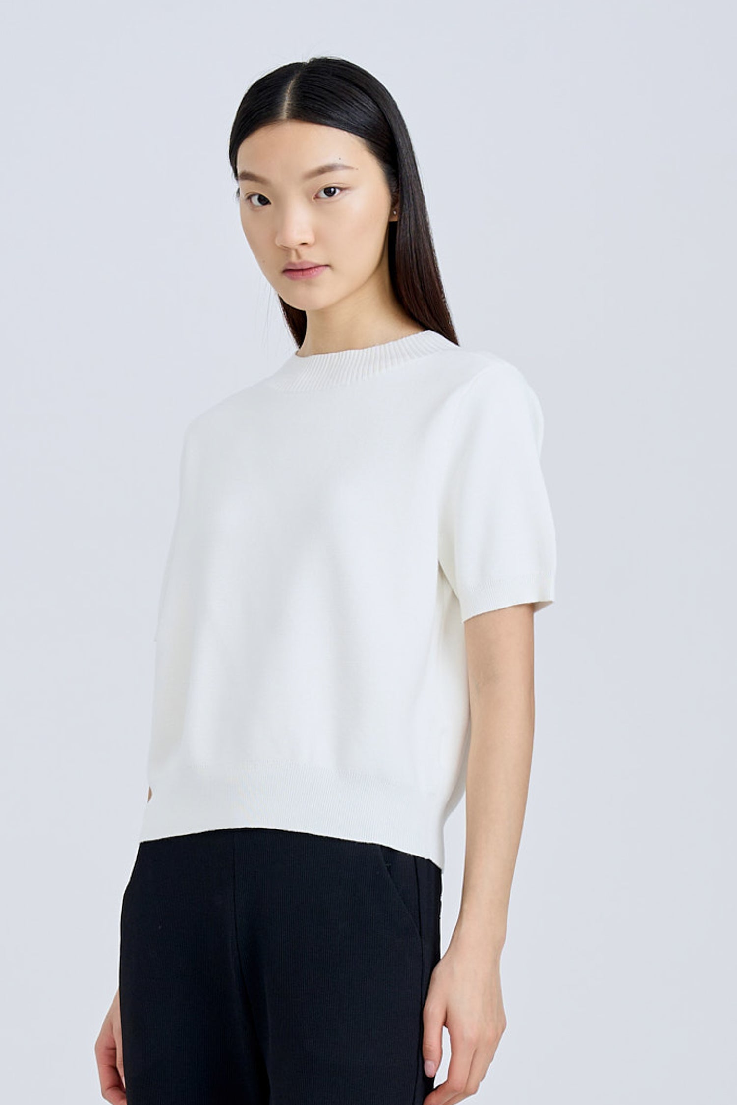 Knitted Ribbed Collar Top