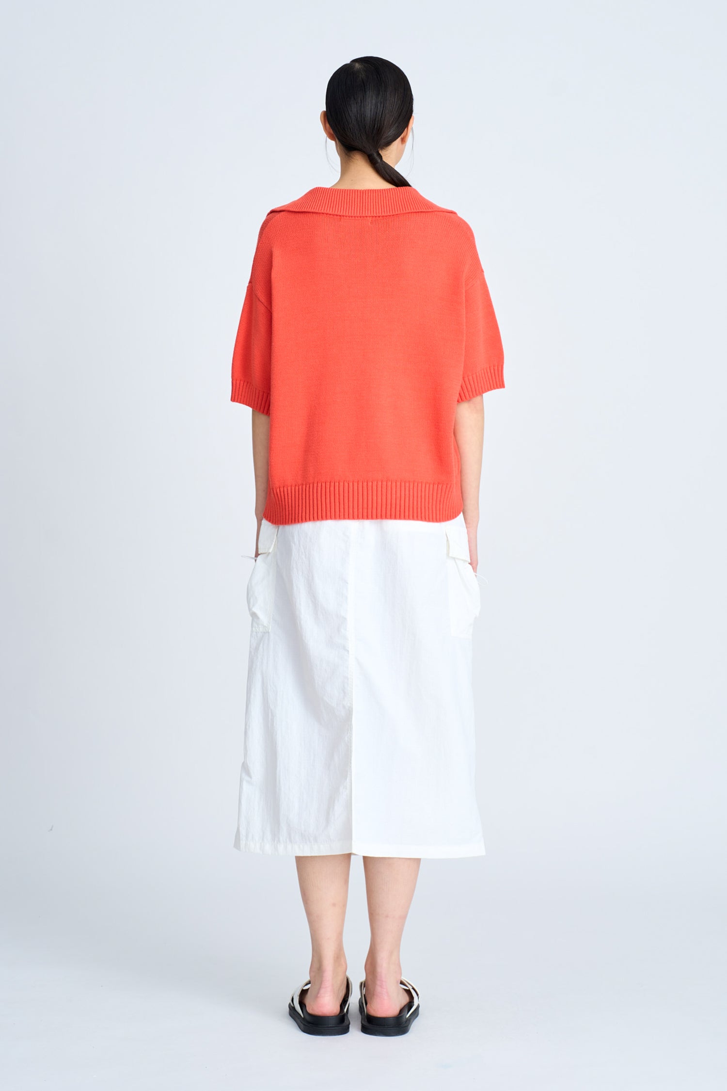 Knitted Polo Tee - Vermillion [AT]