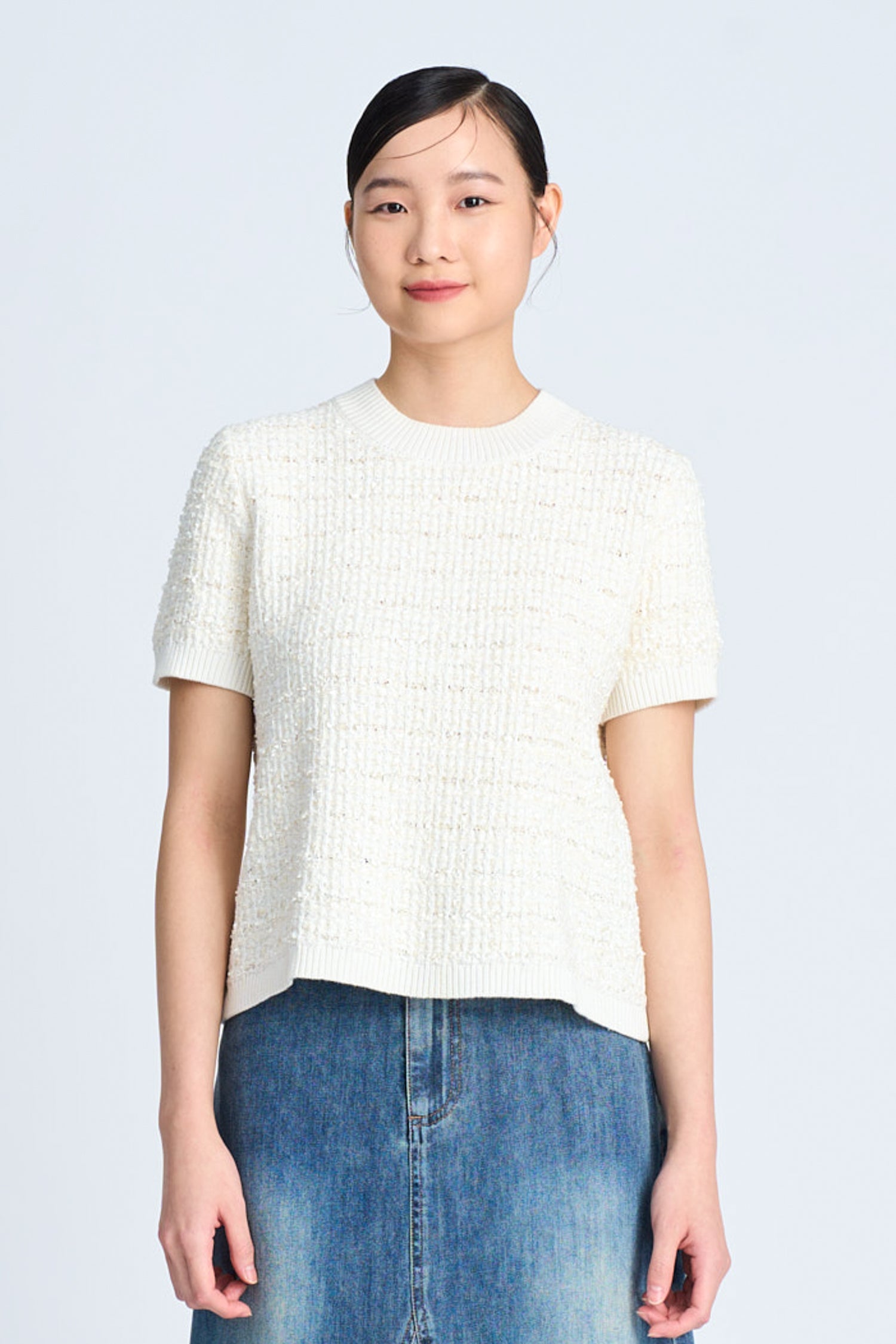 Knitted Tweed Top - Sand [AT]