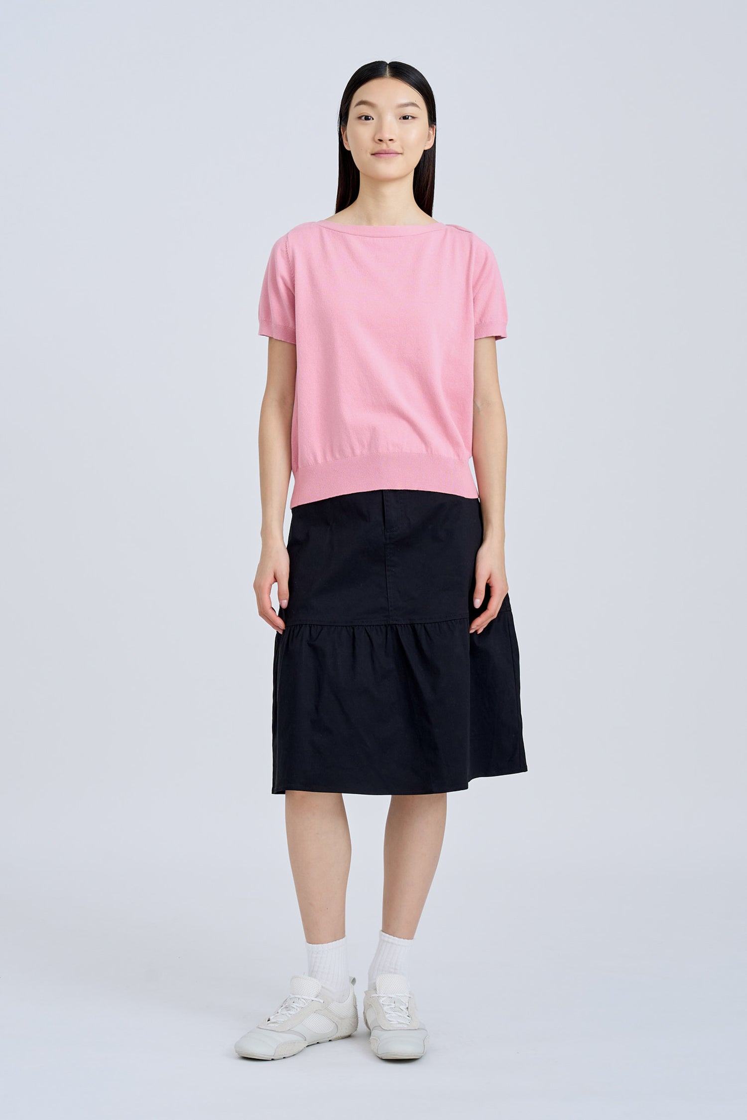 Knitted Boat Neck Top - Blush