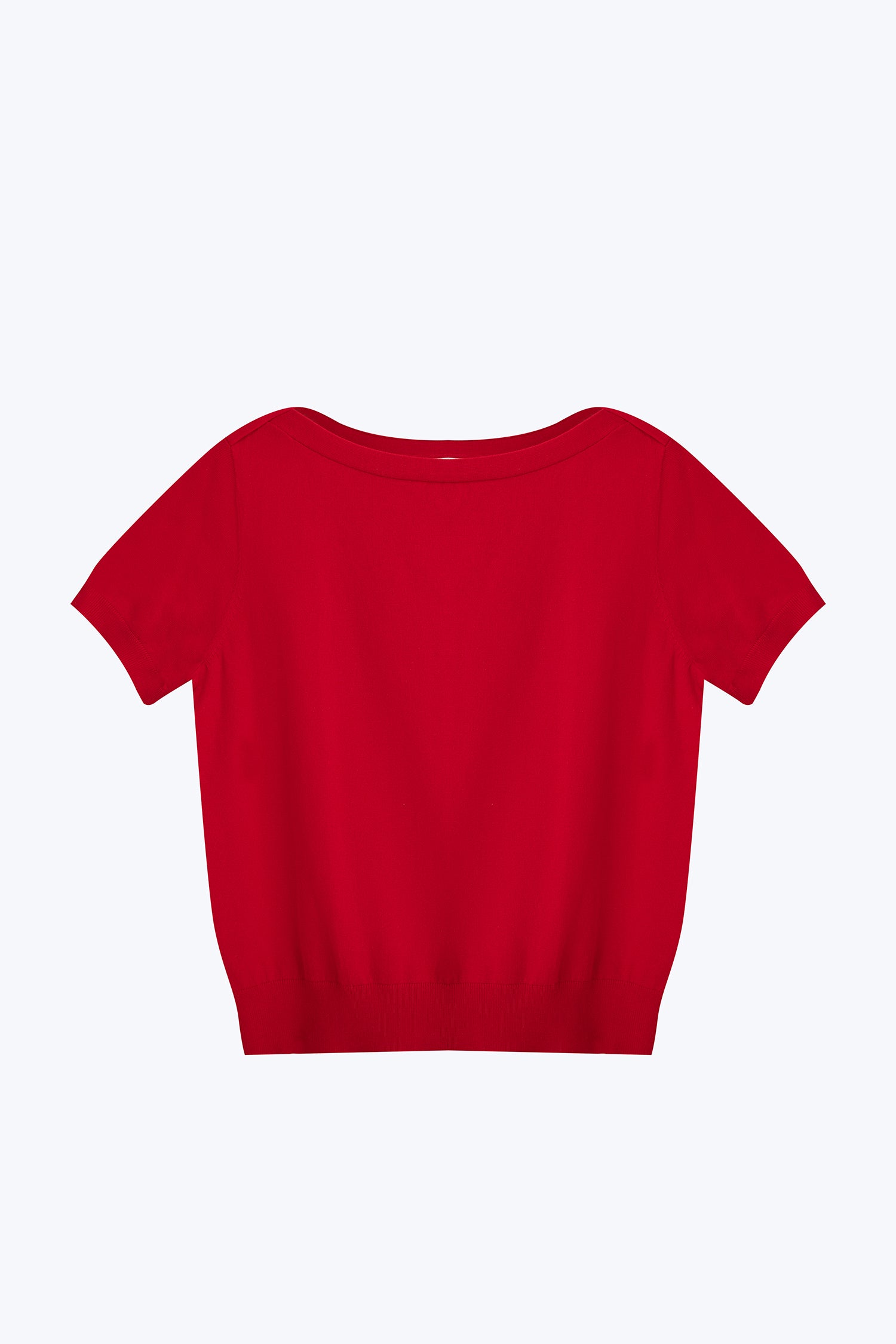 Knitted Boat Neck Top - Red