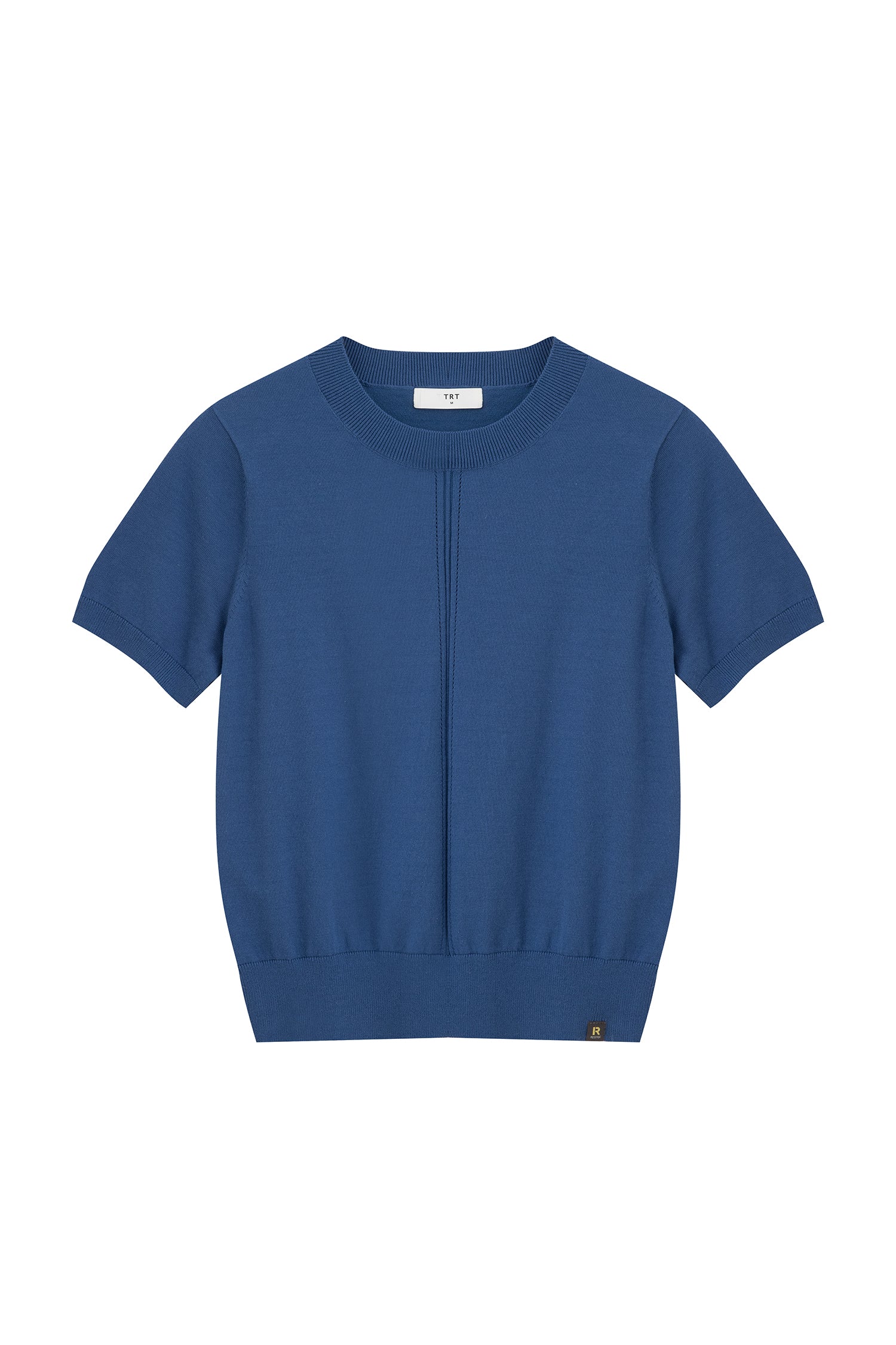Knitted Short Sleeve Top - Denim Blue
