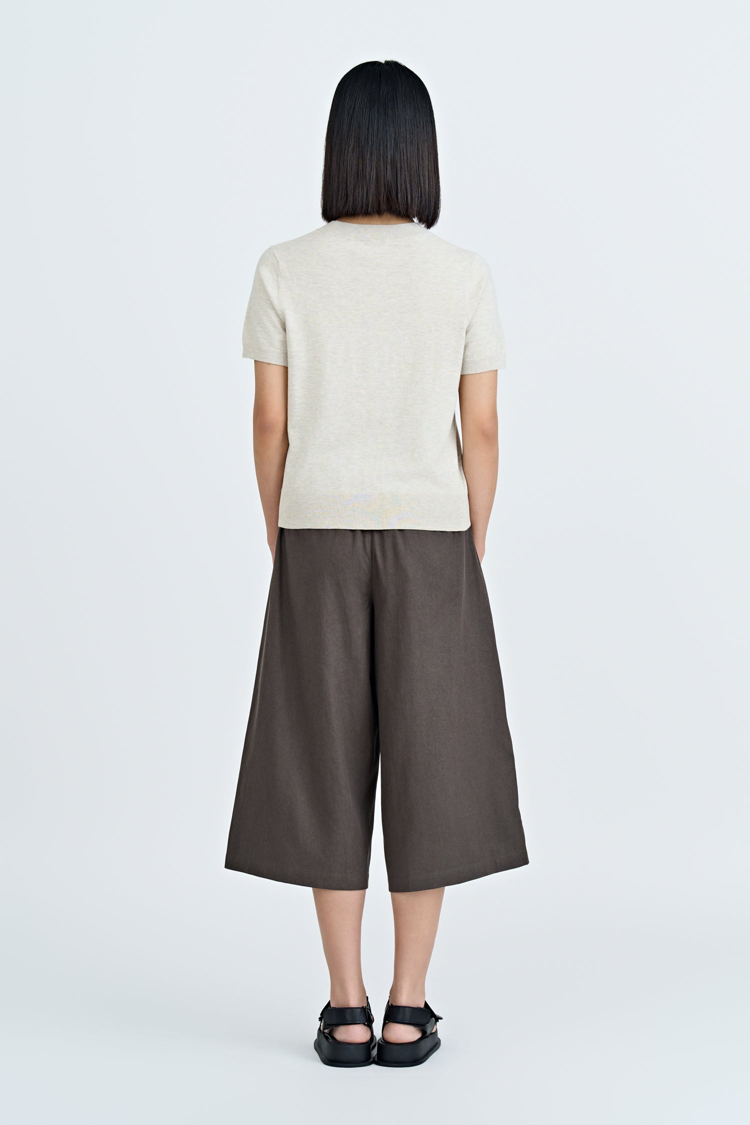 Knitted Short Sleeve Top - Sand