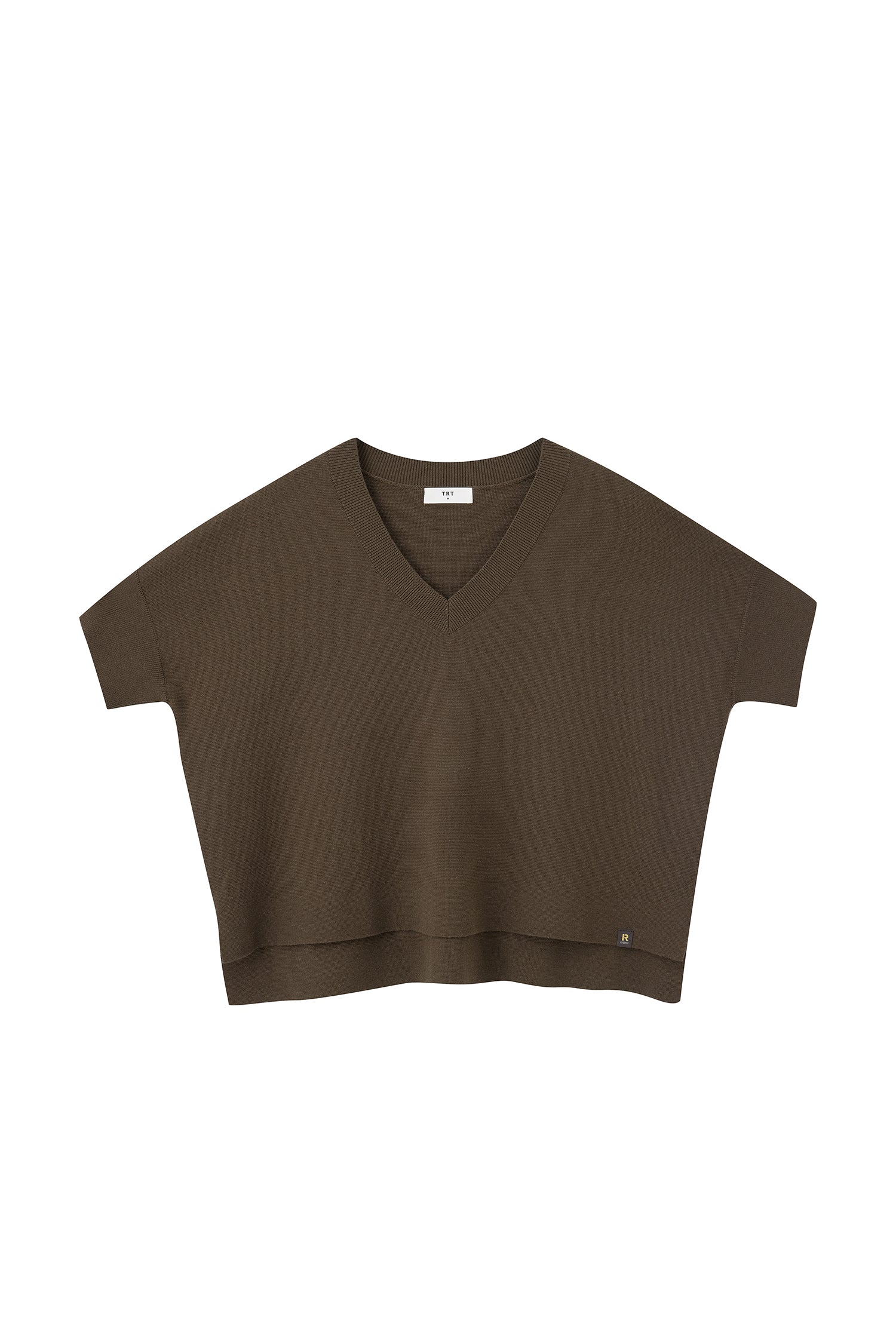 Knitted V-Neck Top - Army Green