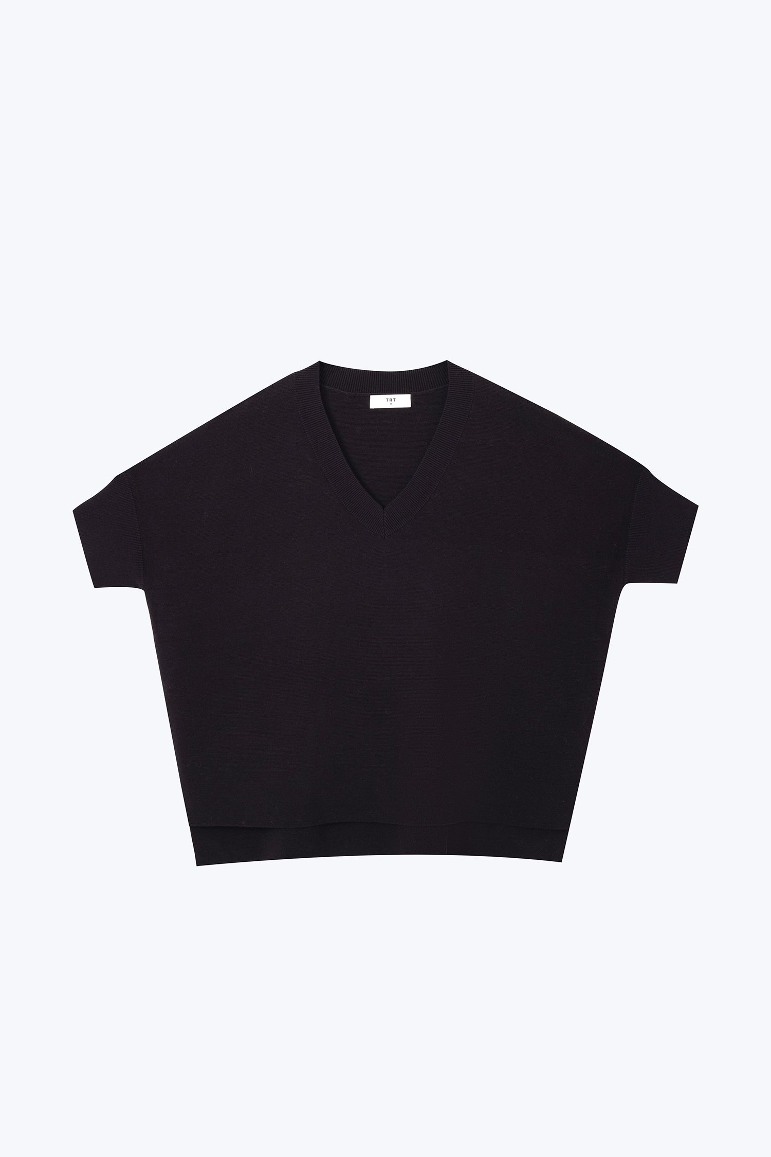 Knitted V-Neck Top - Black