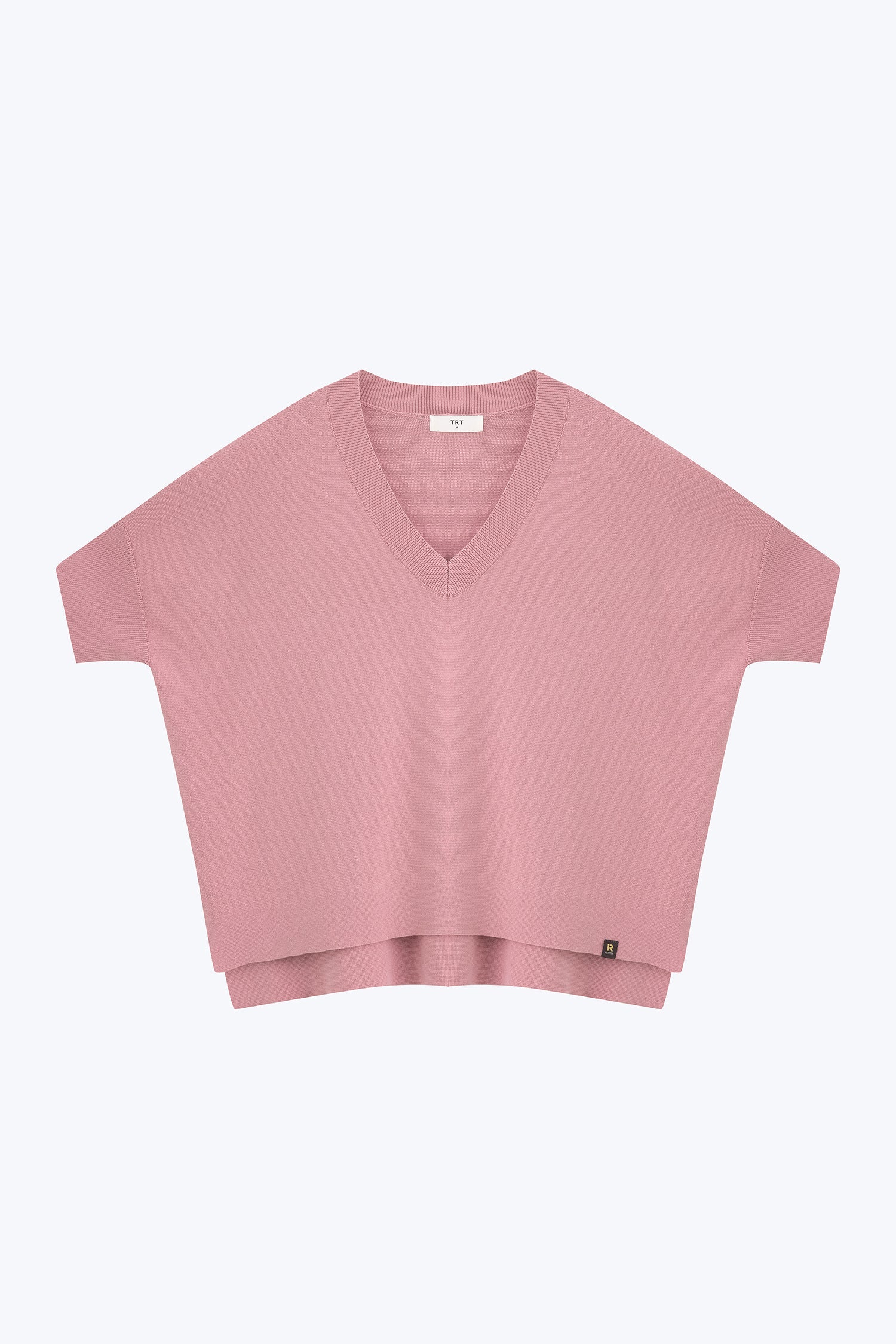 Knitted V-Neck Top - Blush