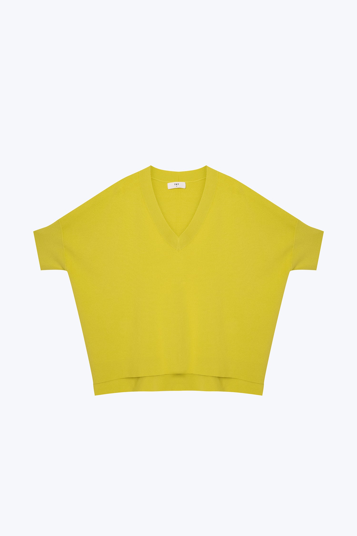 Knitted V-Neck Top - Chartreuse