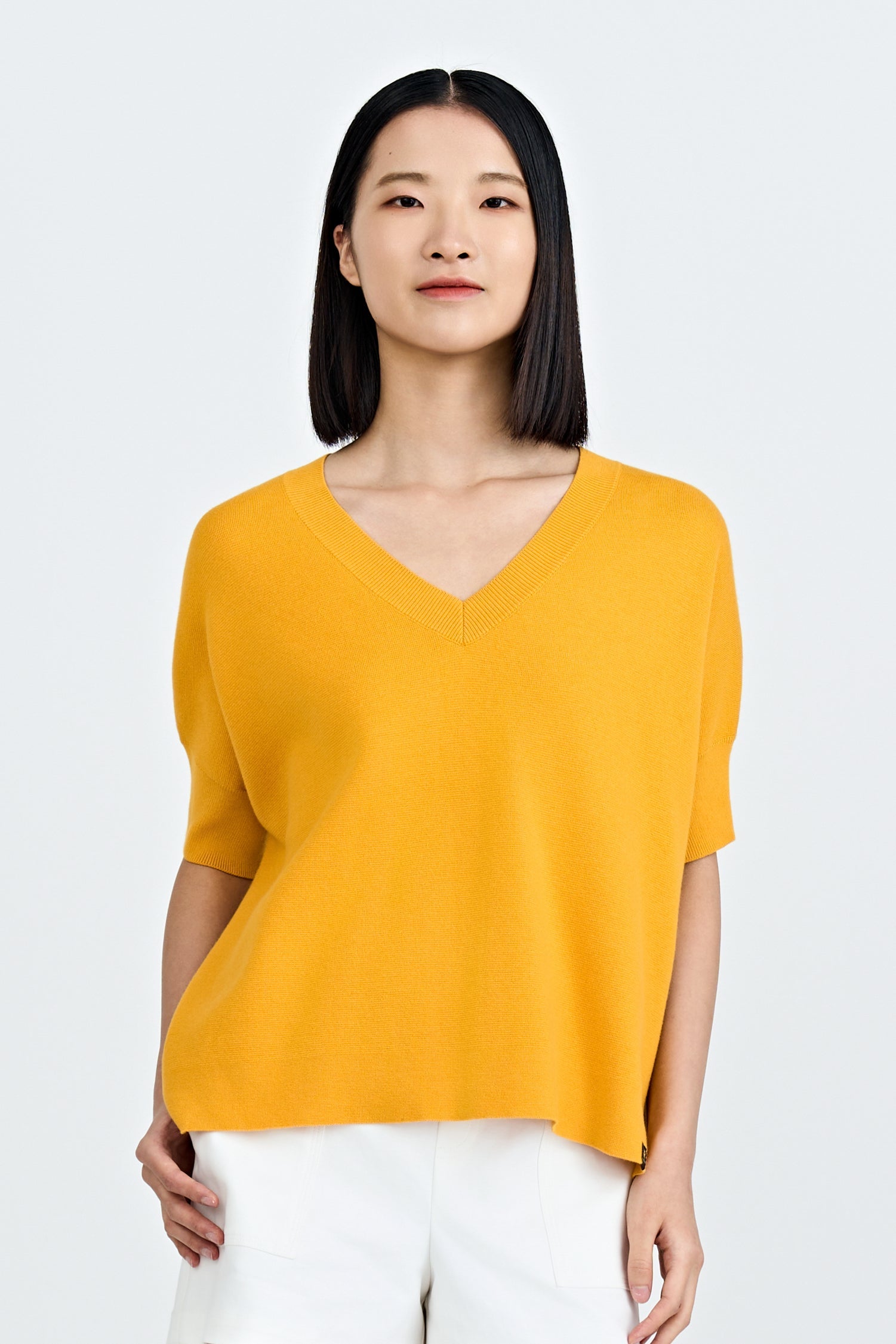 Knitted V-Neck Top - Sunray