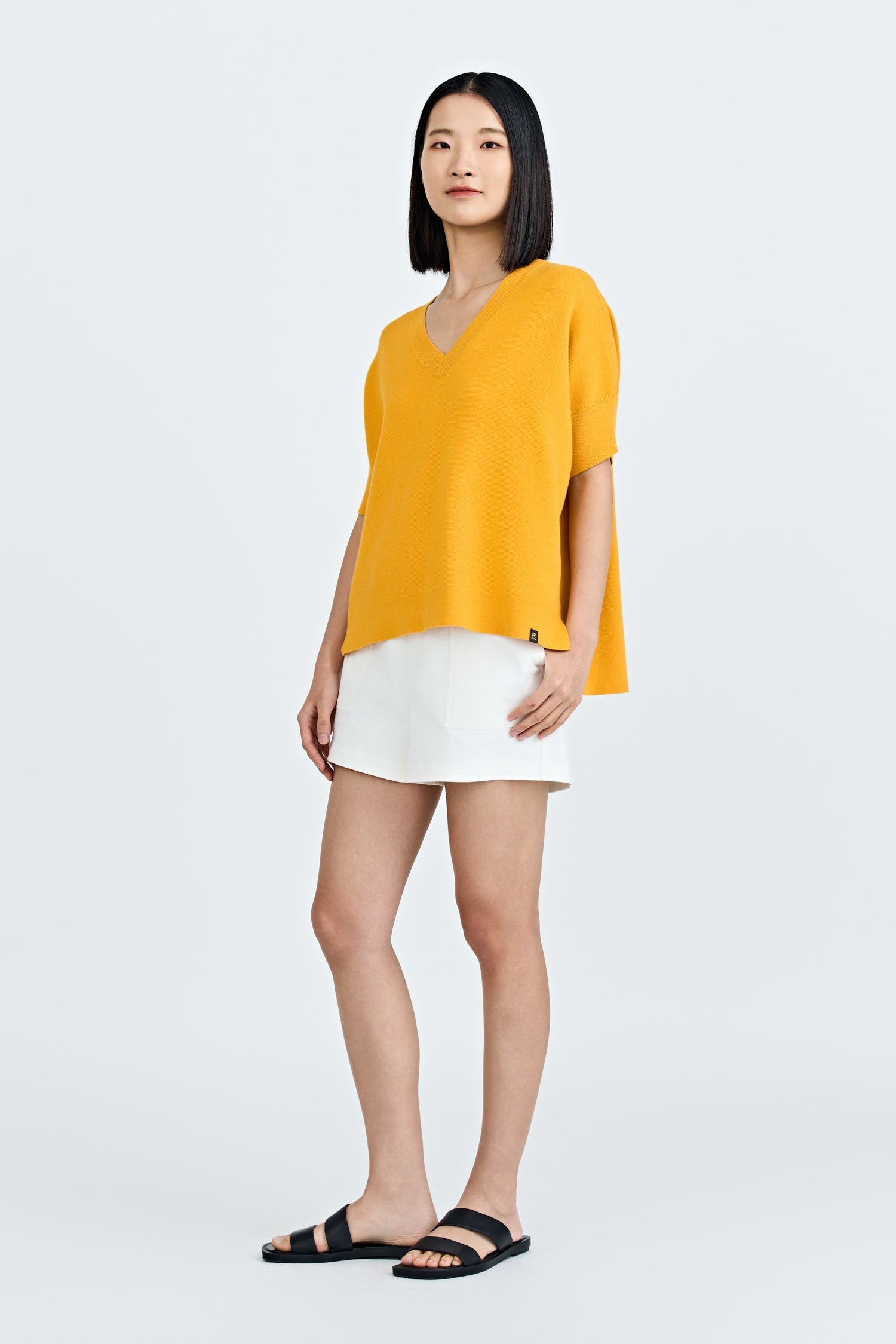 Knitted V-Neck Top - Sunray