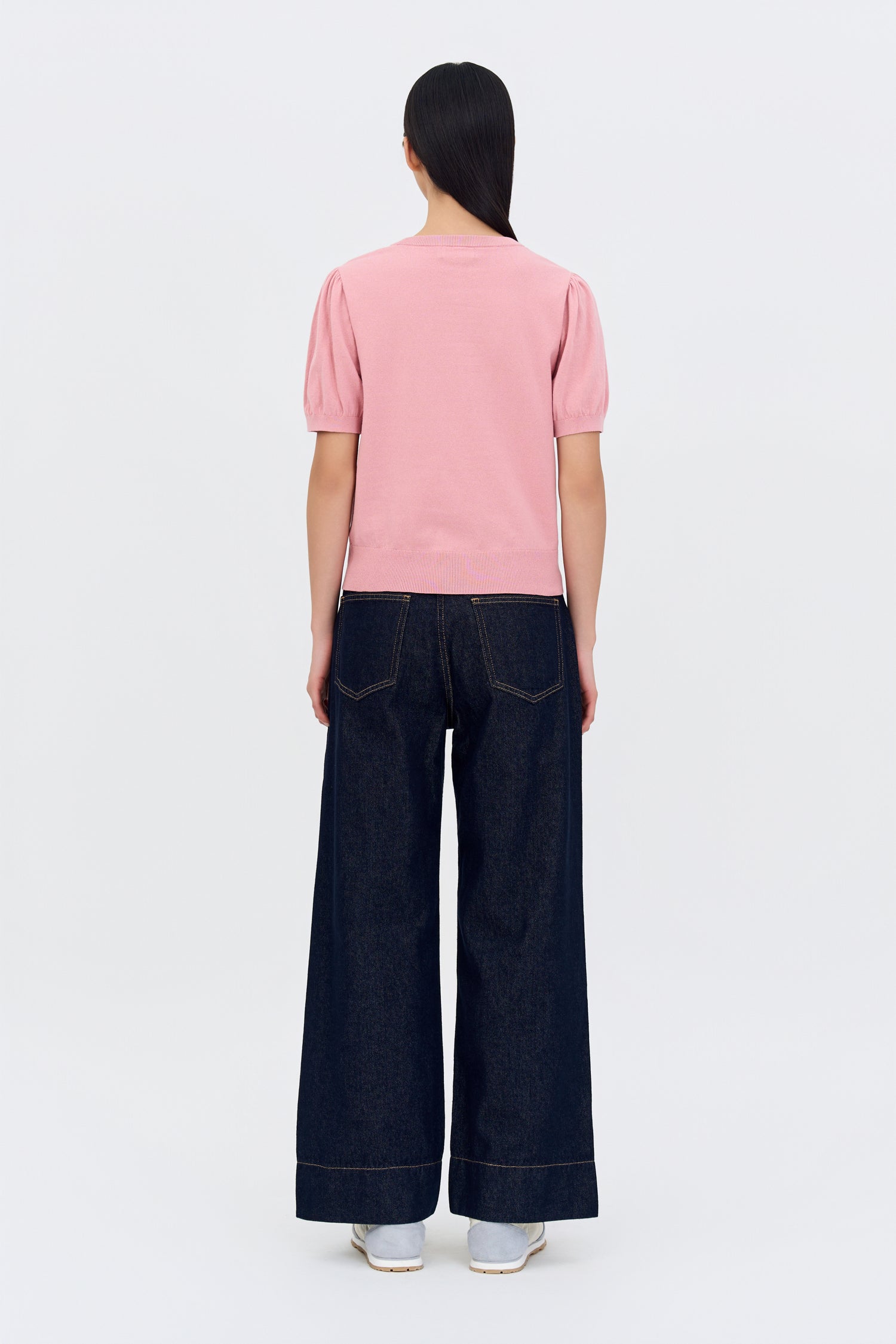 Knitted Puff Sleeve Top - Blush