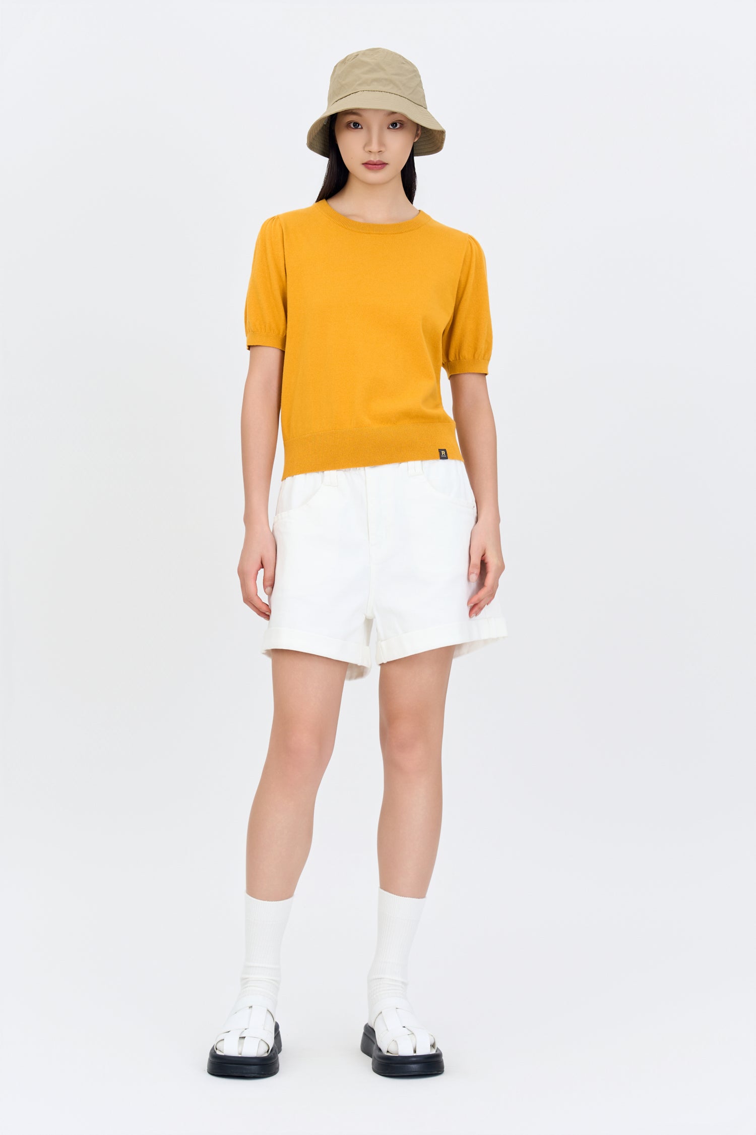 Knitted Puff Sleeve Top - Sunray