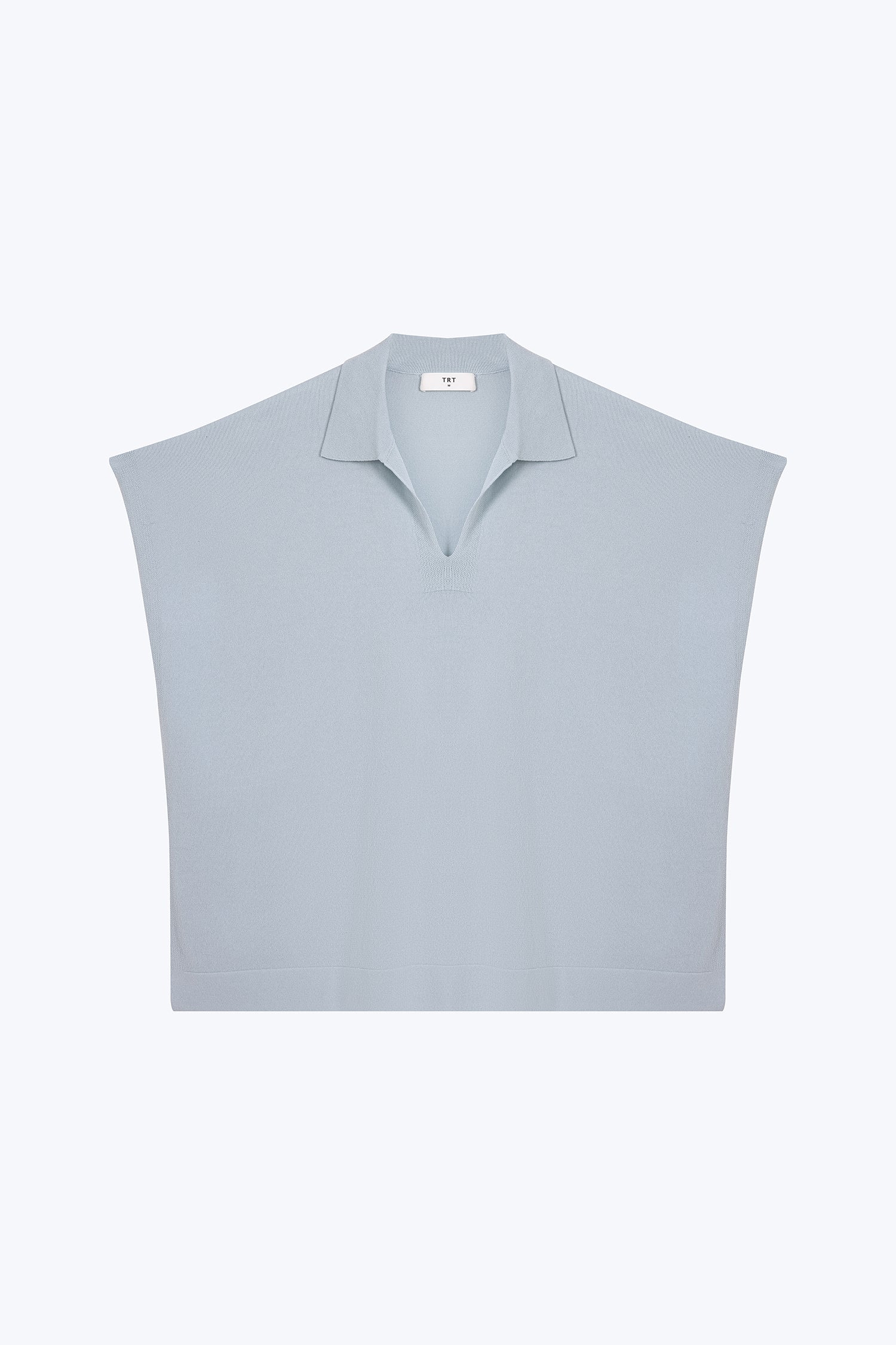 Knitted Polo Top - Dusty Blue