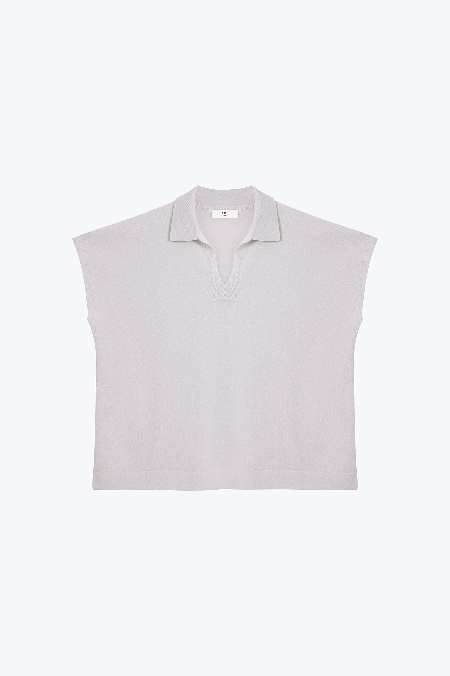 Knitted Polo Top - Light Grey