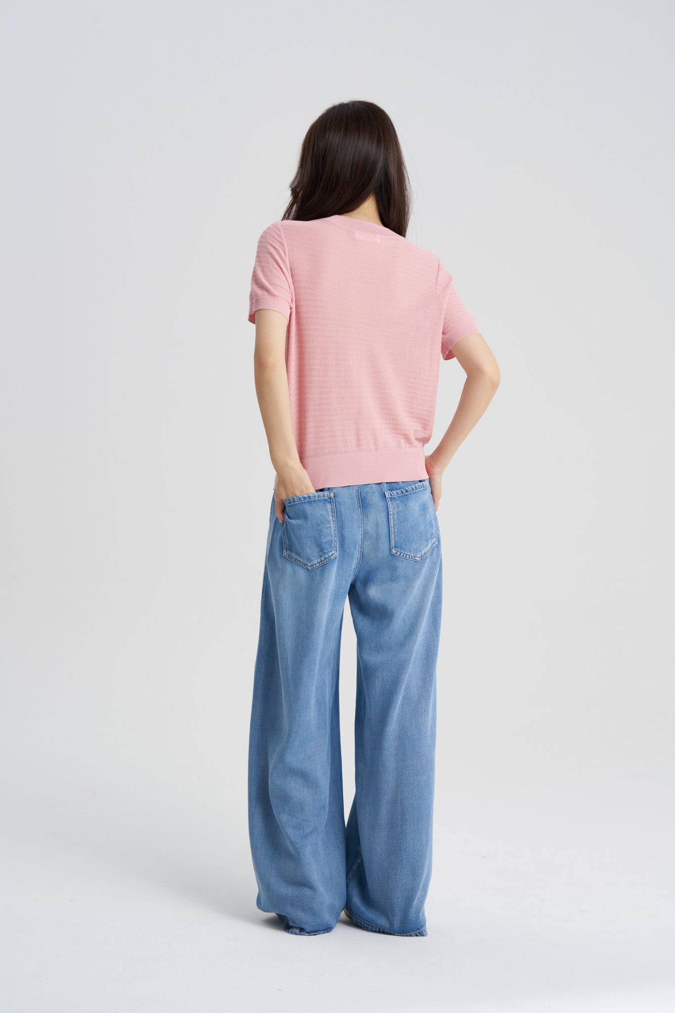 Knitted Short Sleeve Top - Blush