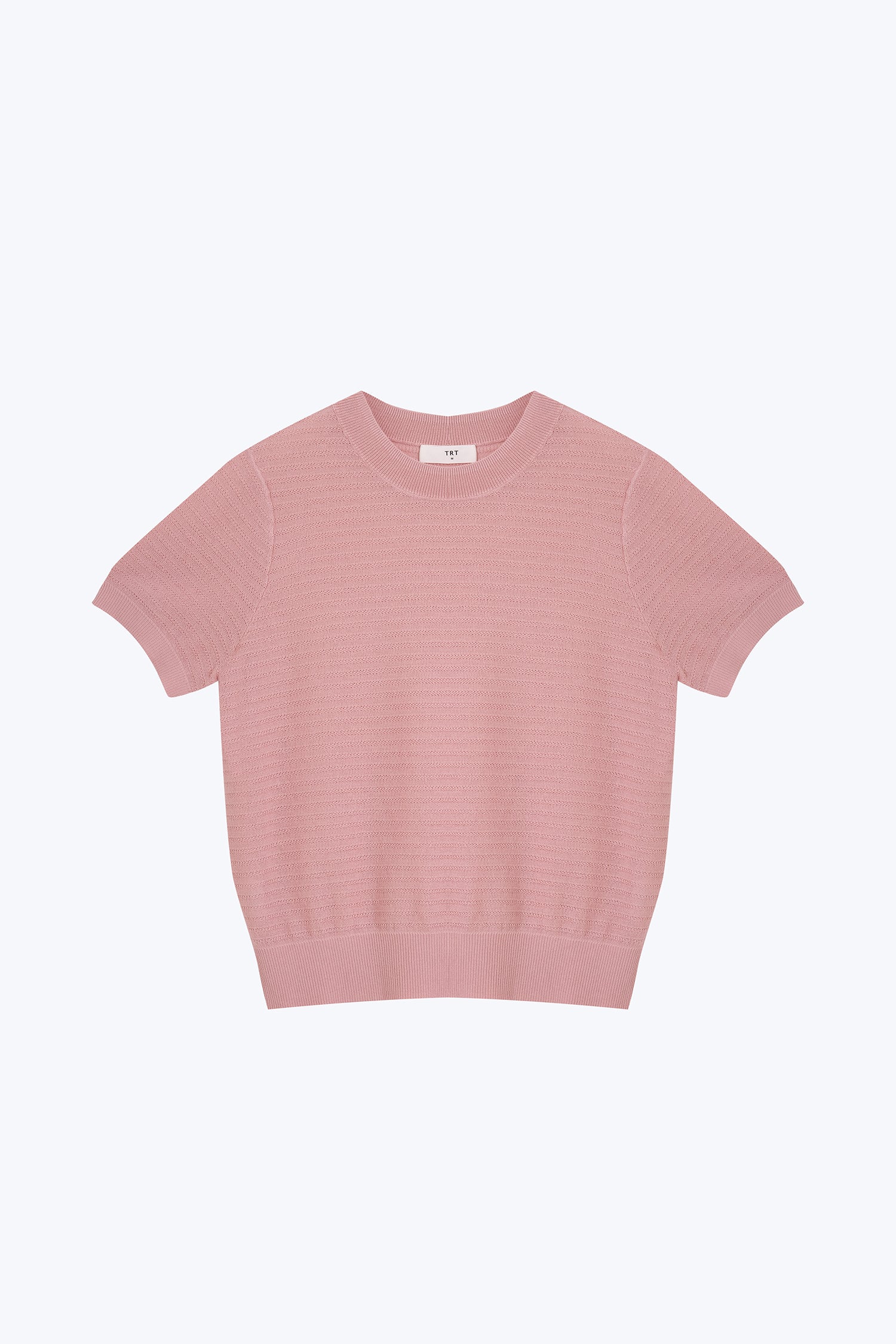 Knitted Short Sleeve Top - Blush