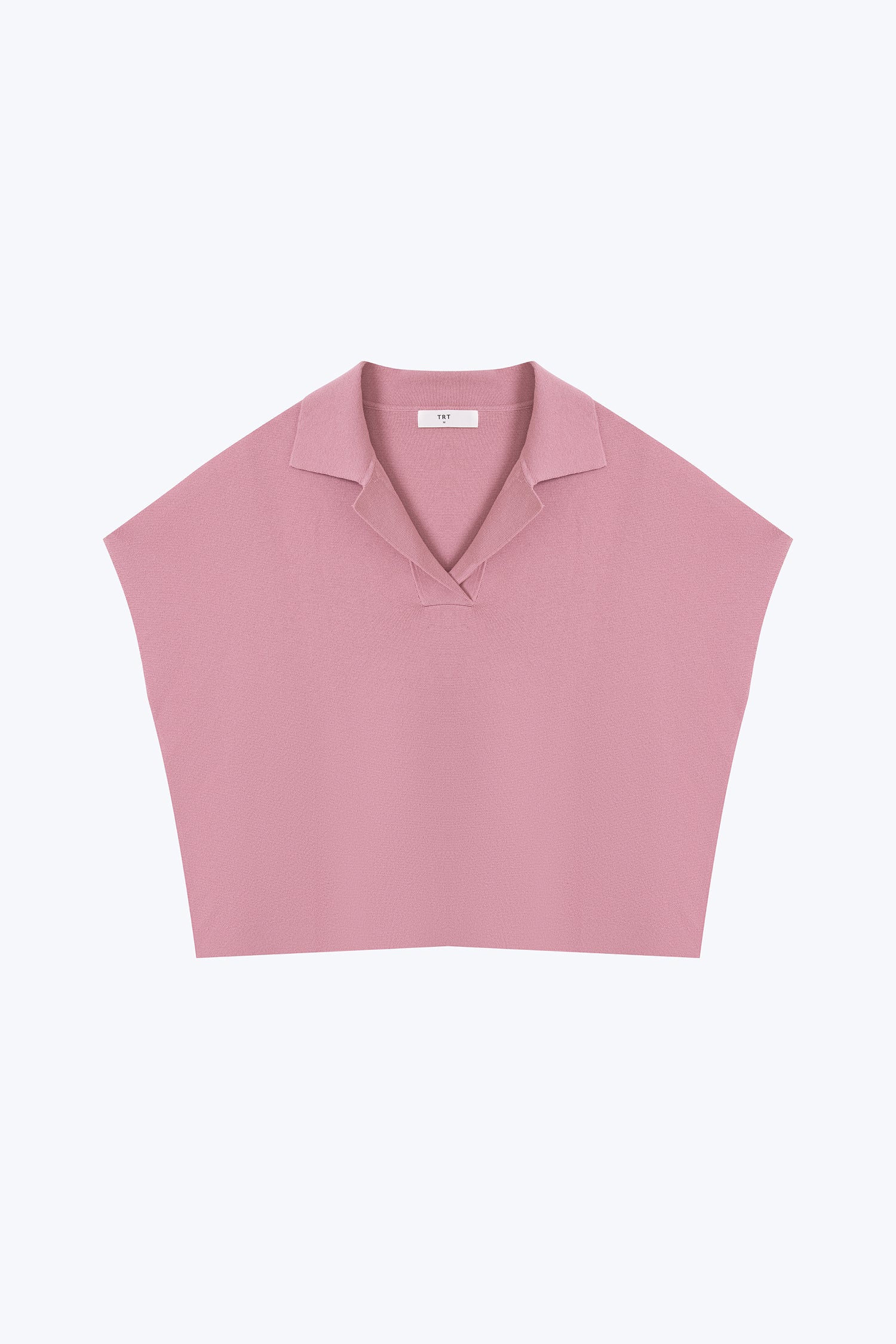 Knitted Notched Collar Top - Blush