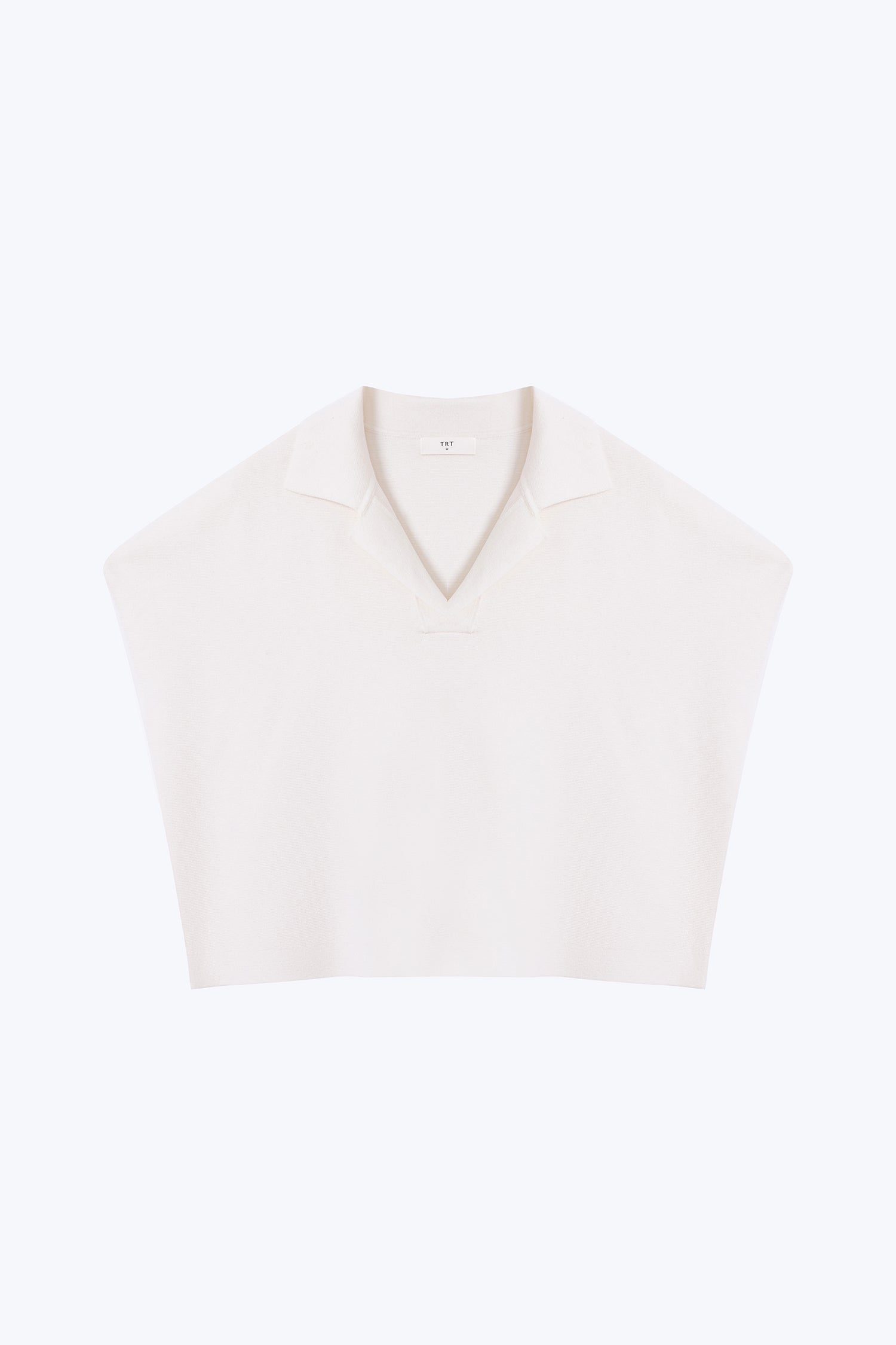 Knitted Notched Collar Top - Cream