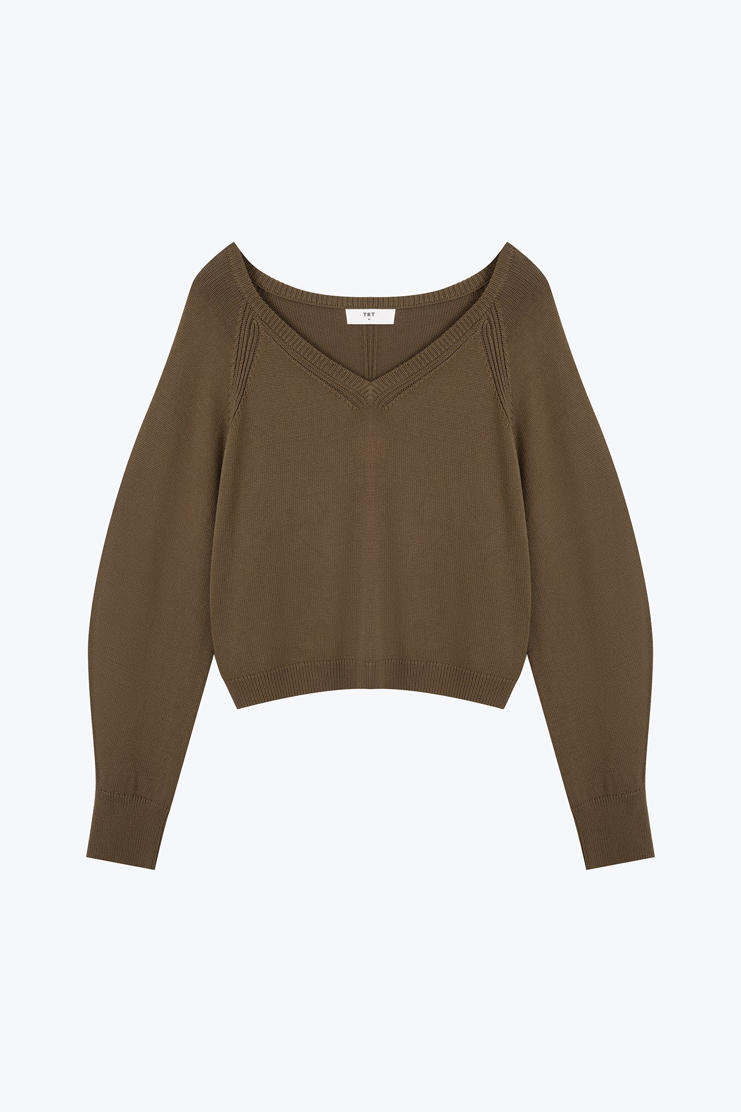 Knitted V-Neck Sweater - Army Green