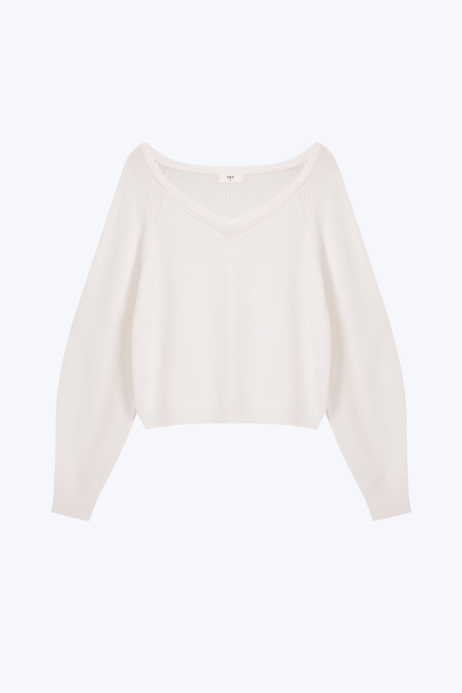 Knitted V-Neck Sweater - Cream