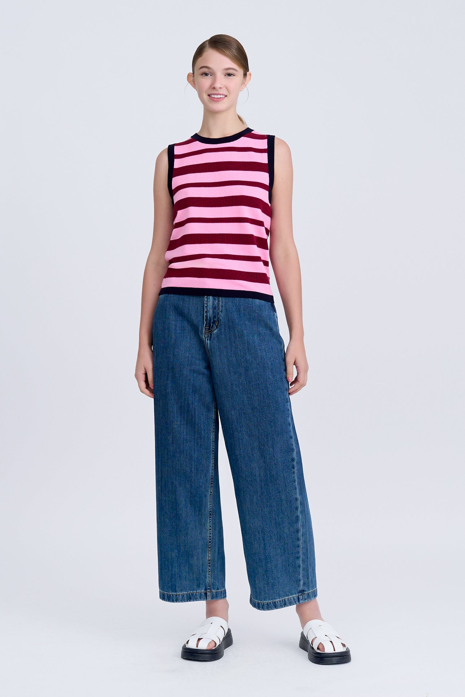 Knitted Striped Racerback Top - Multi Stripes [AT]