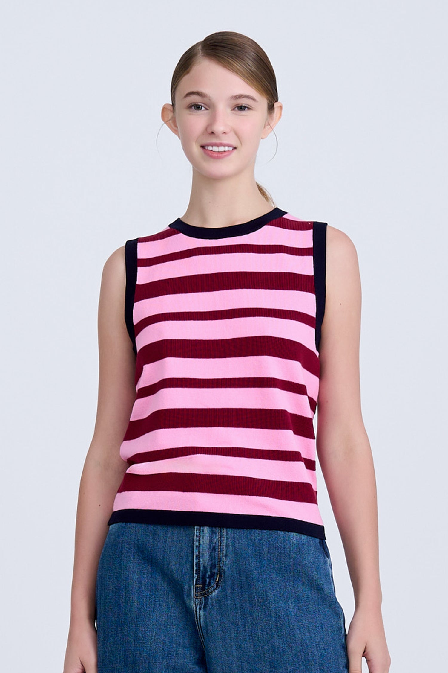 Knitted Striped Racerback Top - Multi Stripes [AT]