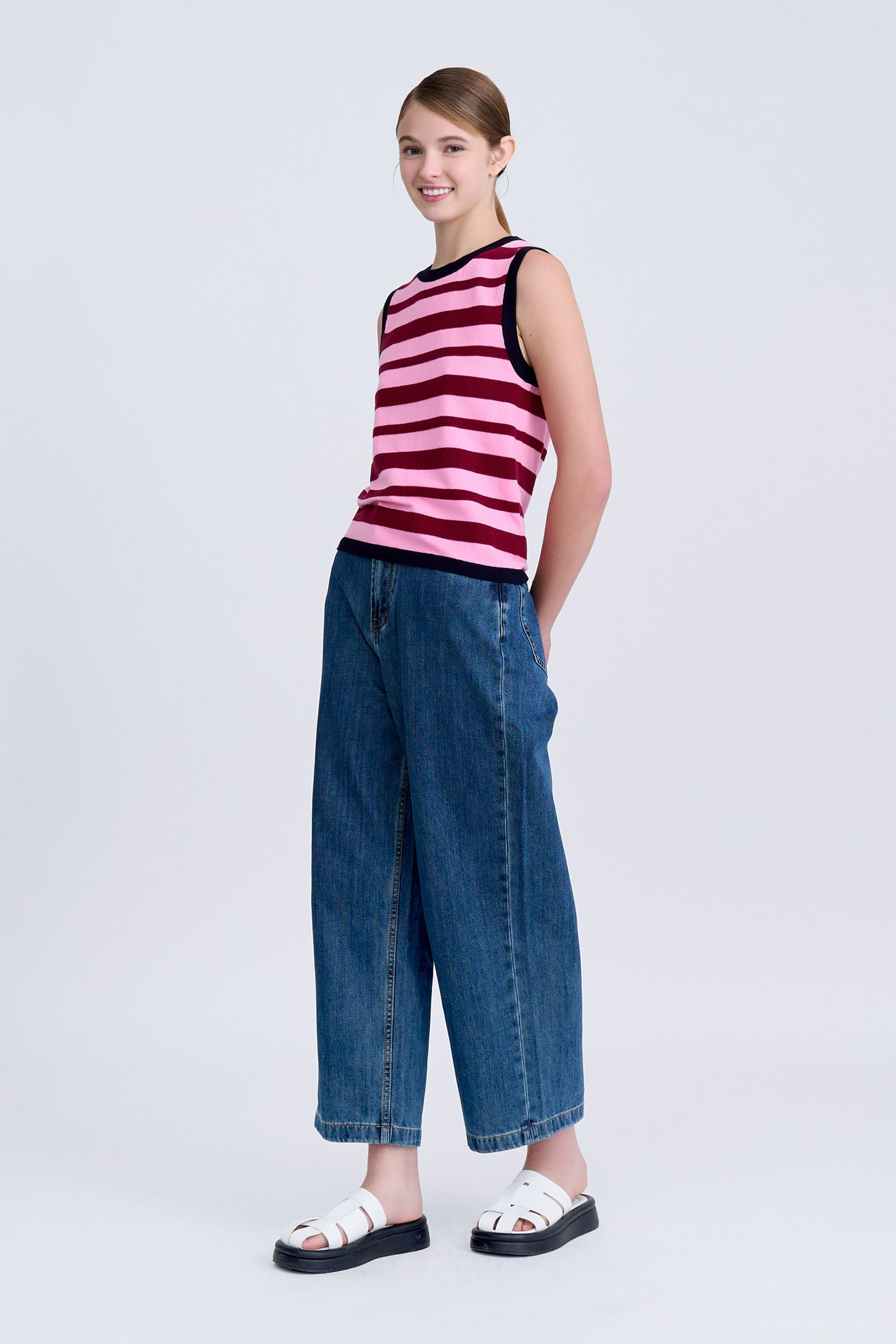 Knitted Striped Racerback Top - Multi Stripes [AT]