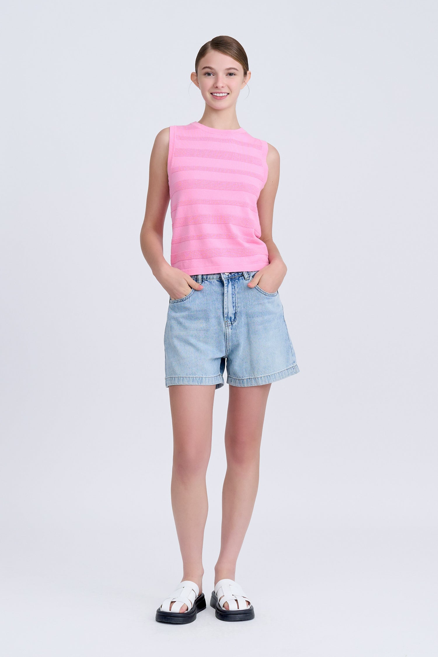 Knitted Racerback Top - Pink [AT]