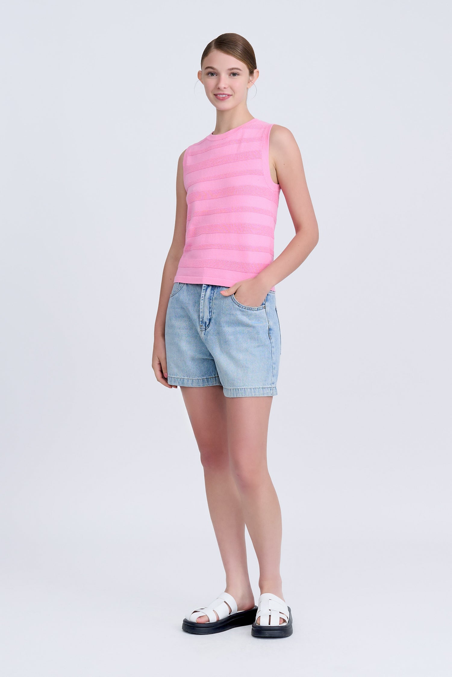 Knitted Racerback Top - Pink [AT]